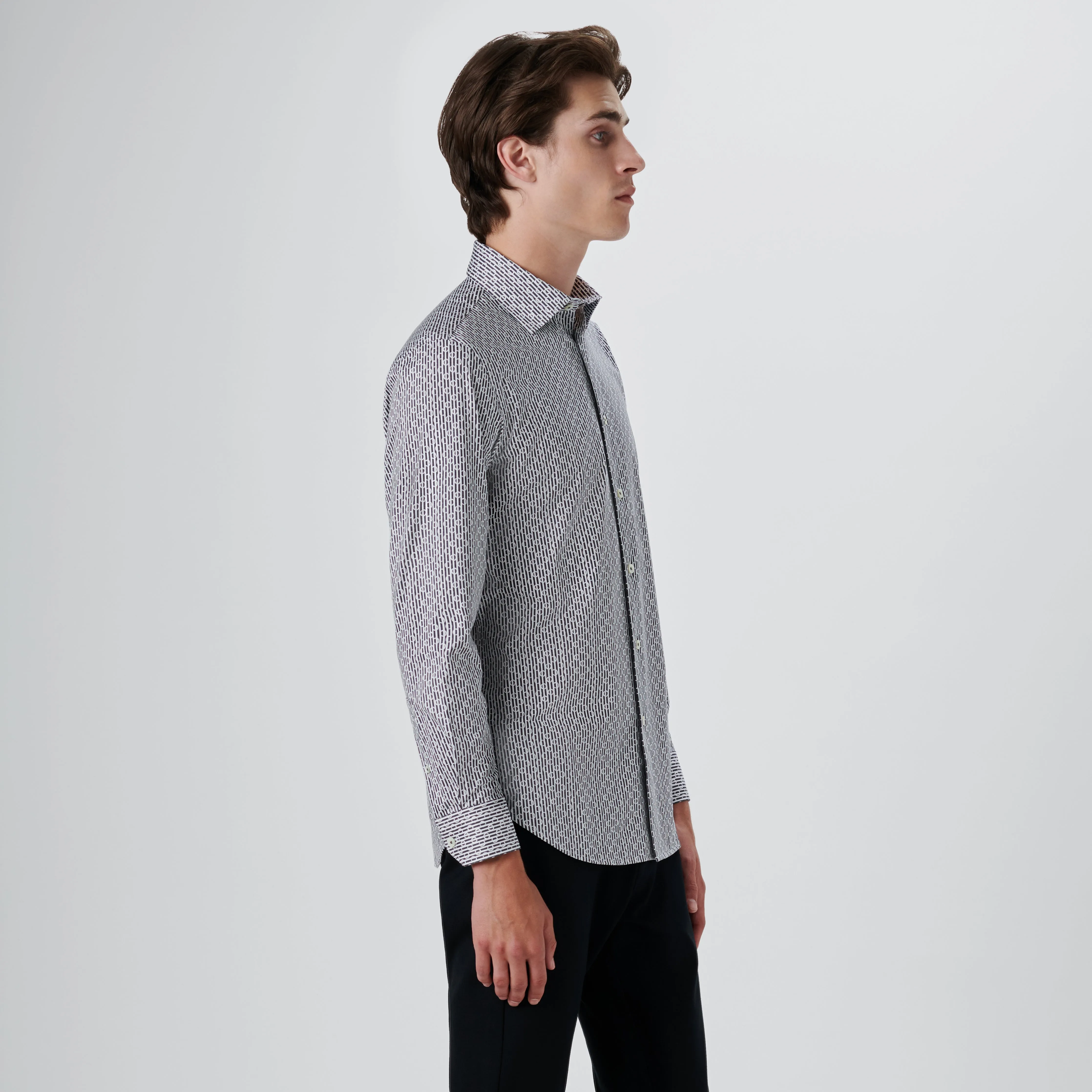 JAMES Stripe and Ring Print OoohCotton Shirt sold by Bugatchi product image thumbnail 3