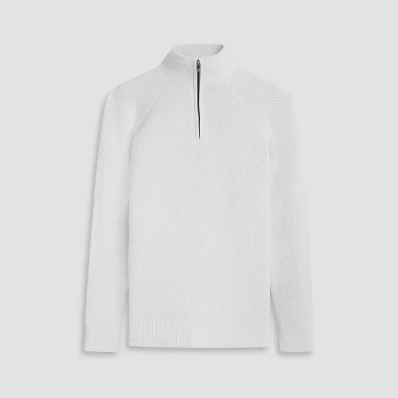Diagonal Stitch Quarter Zip Sweater sold by Bugatchi