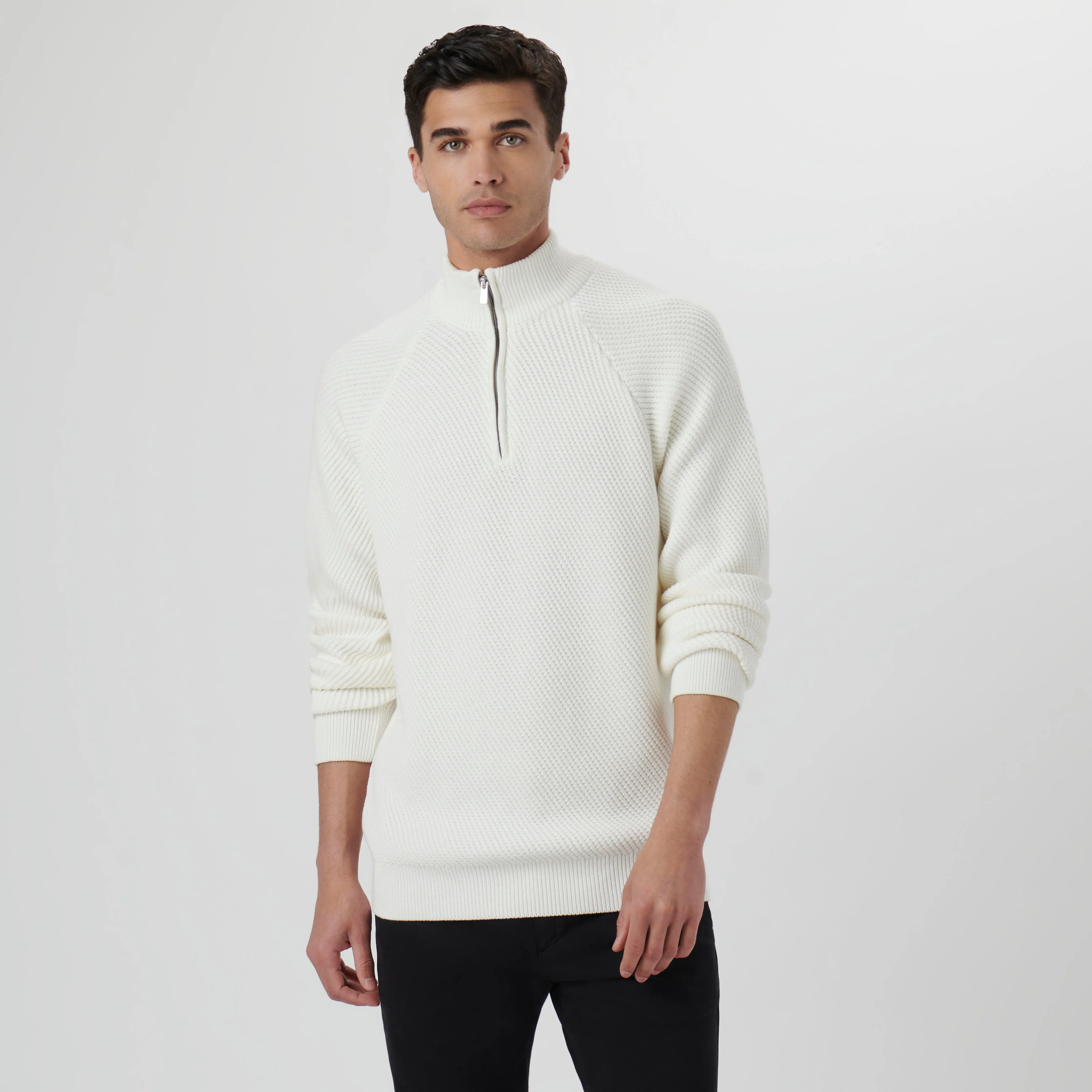 Diagonal Stitch Quarter Zip Sweater sold by Bugatchi product image thumbnail 2