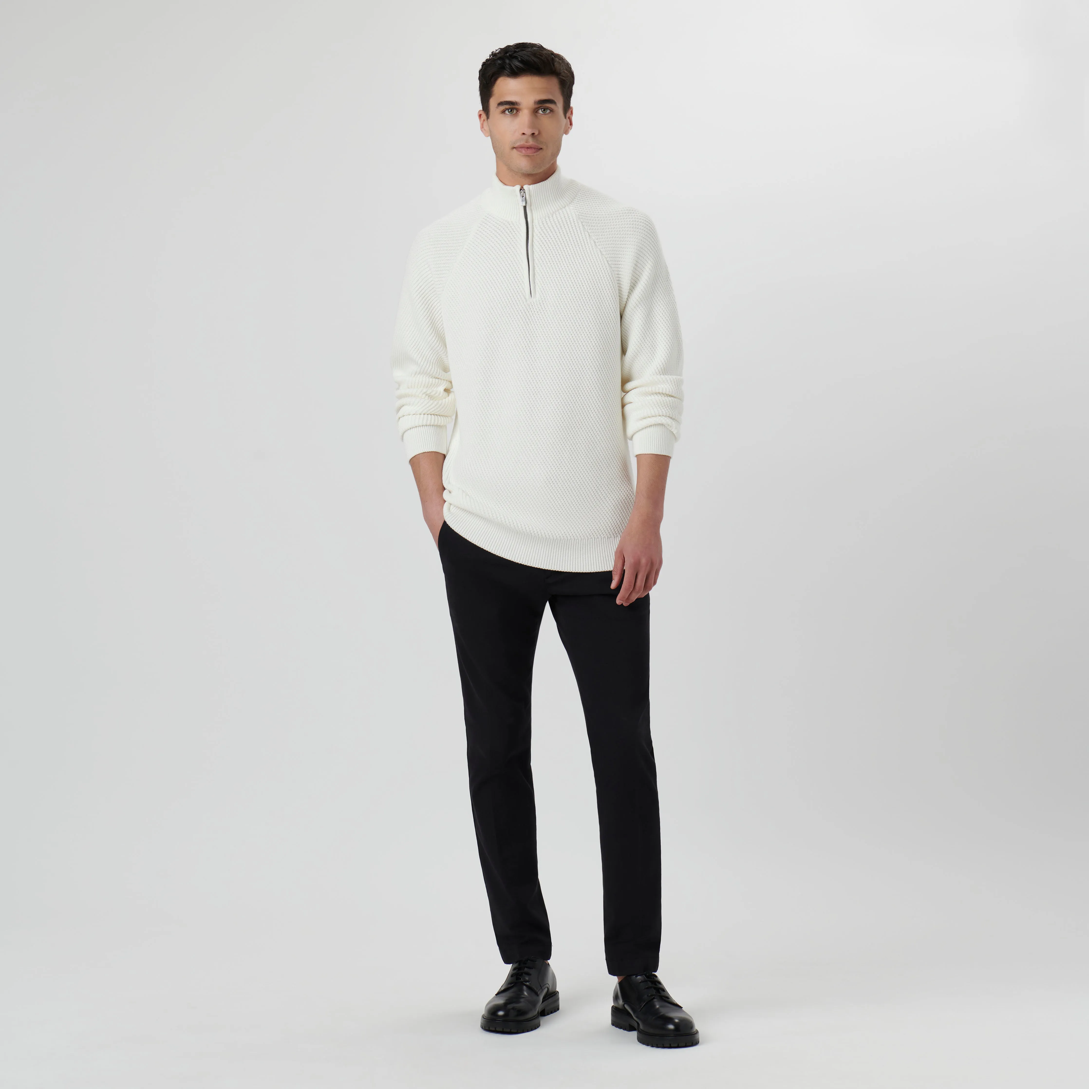Diagonal Stitch Quarter Zip Sweater sold by Bugatchi product image thumbnail 5