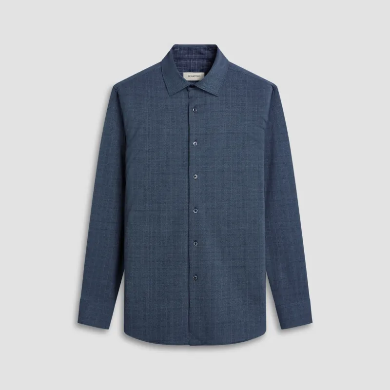 Jimmy Double Sided Herringbone/Check OoohCotton Shirt sold by Bugatchi