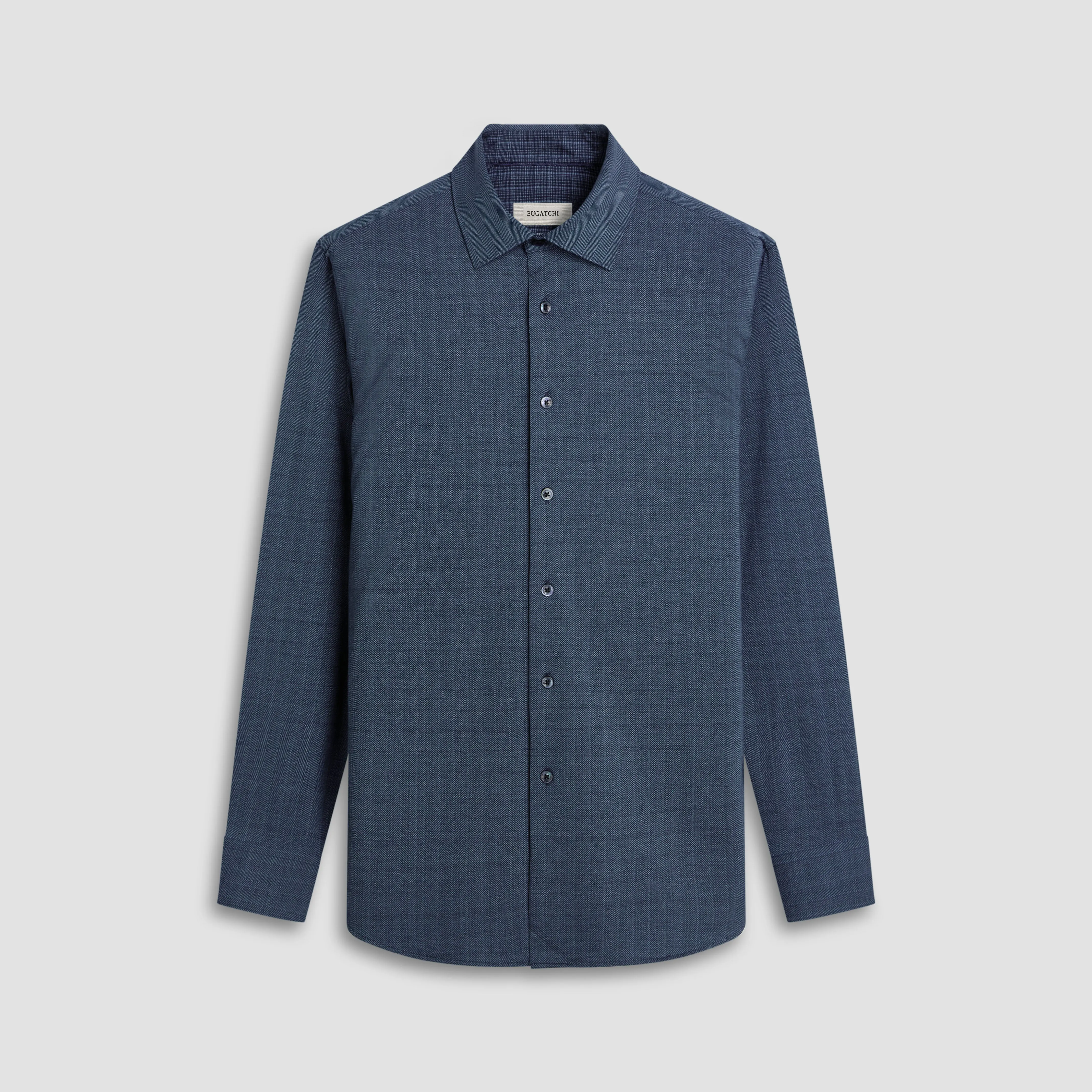 Jimmy Double Sided Herringbone/Check OoohCotton Shirt sold by Bugatchi