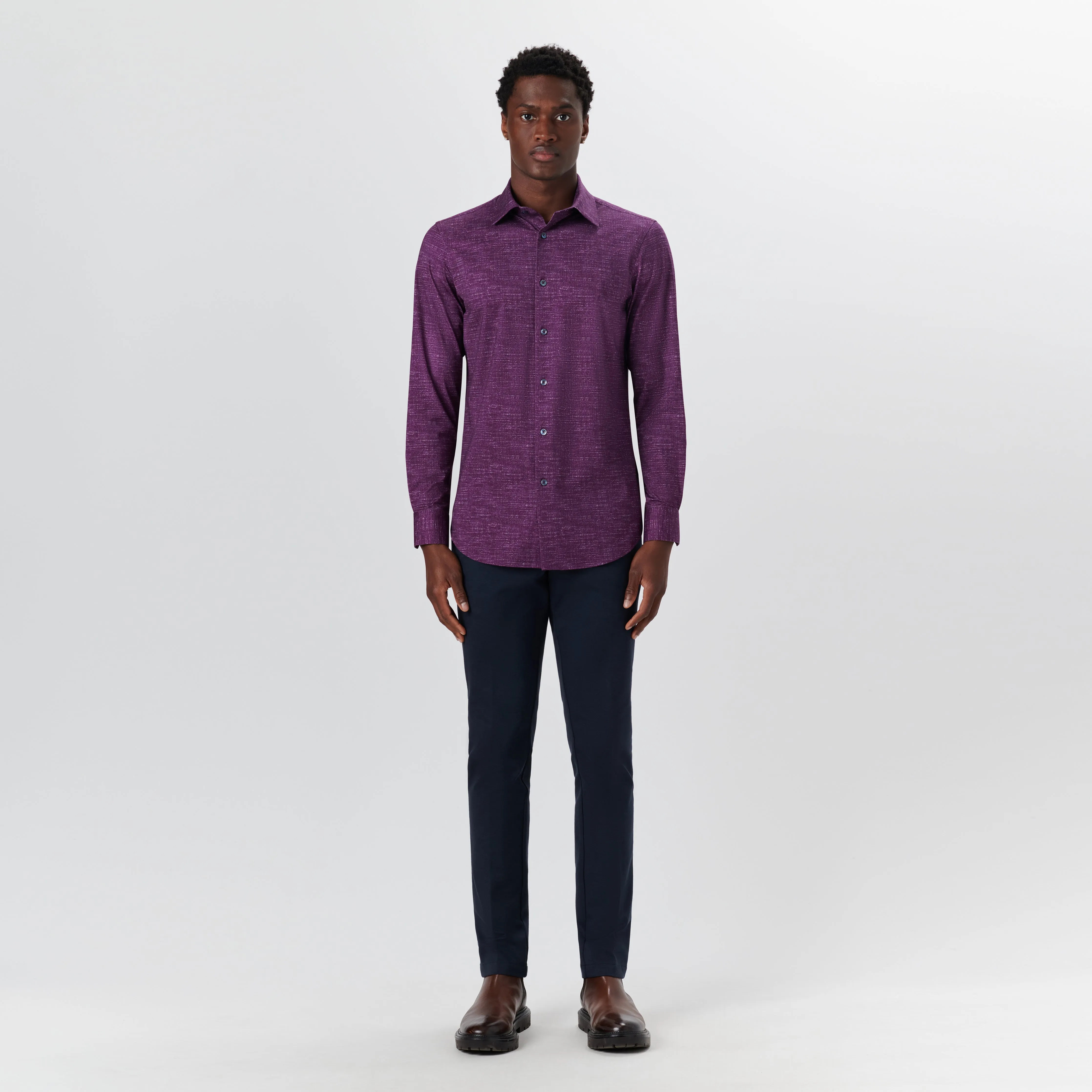 JAMES Chambray Print OoohCotton Shirt sold by Bugatchi product image thumbnail 5