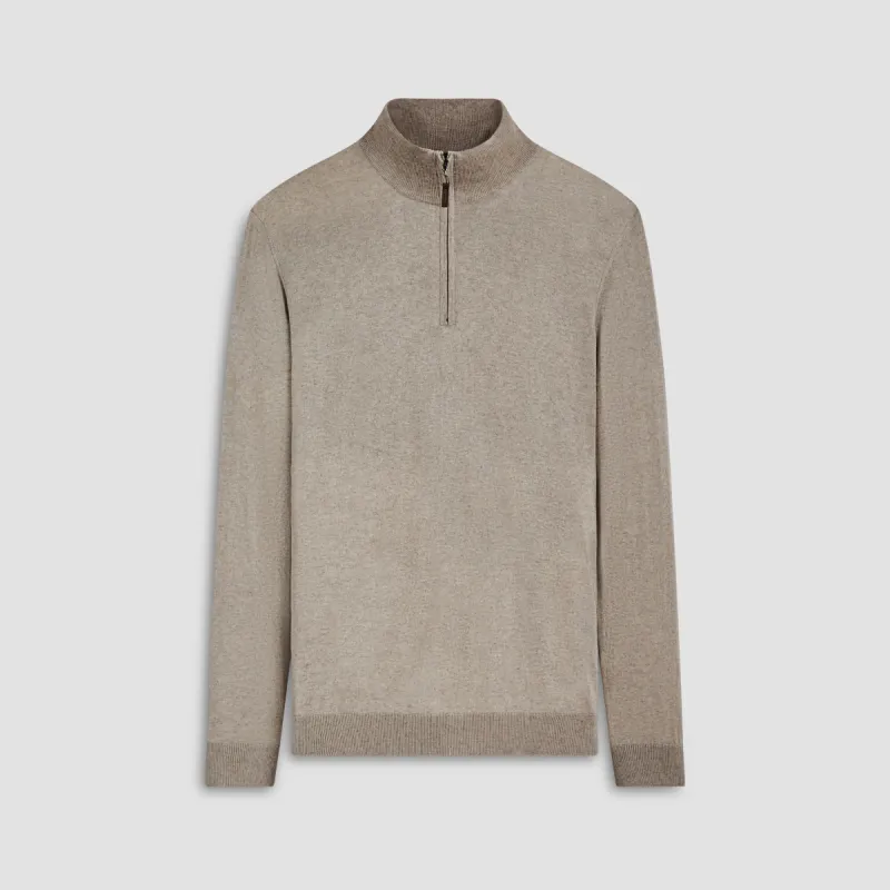 Solid Cotton Cashmere Quarter Zip Sweater sold by Bugatchi