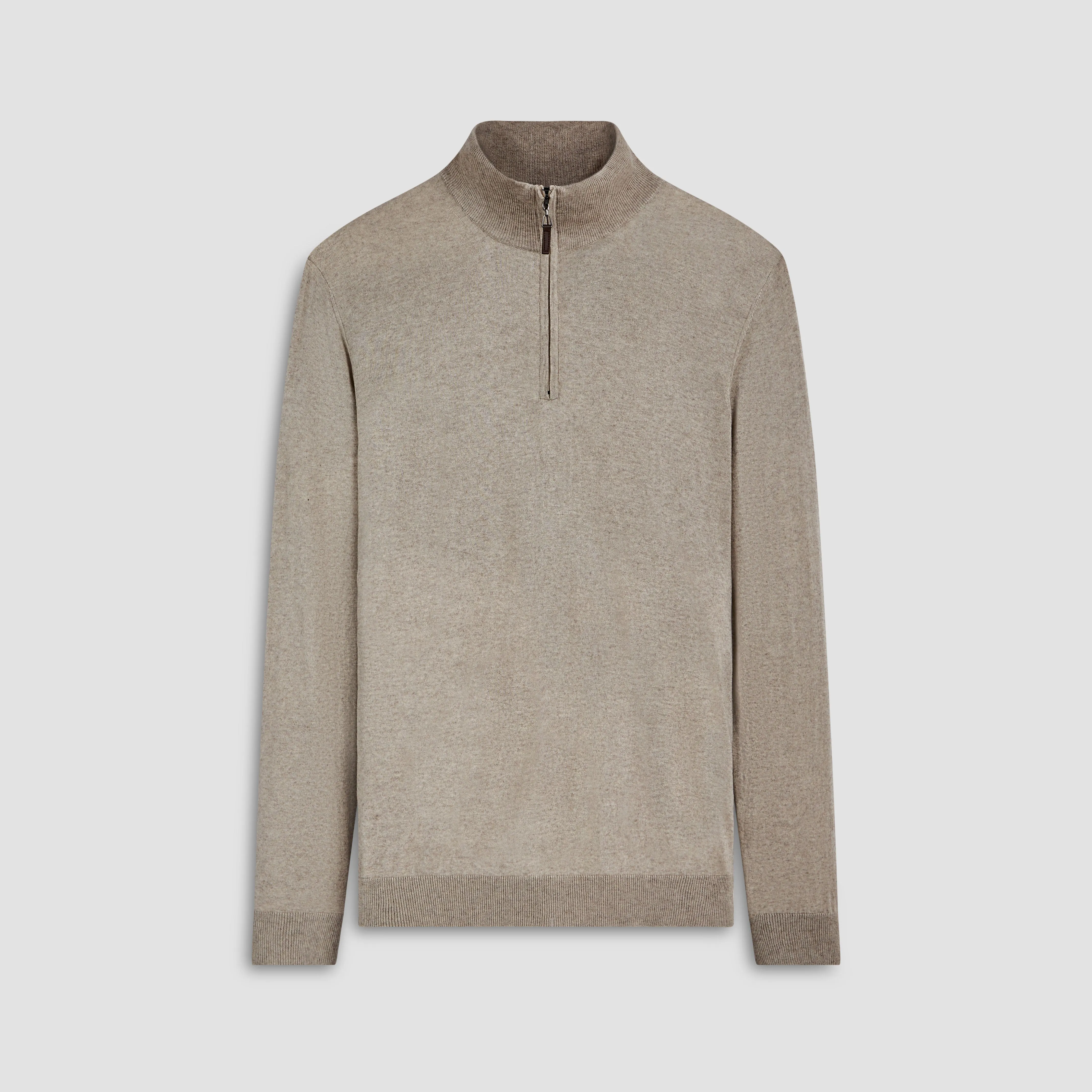 Solid Cotton Cashmere Quarter Zip Sweater sold by Bugatchi