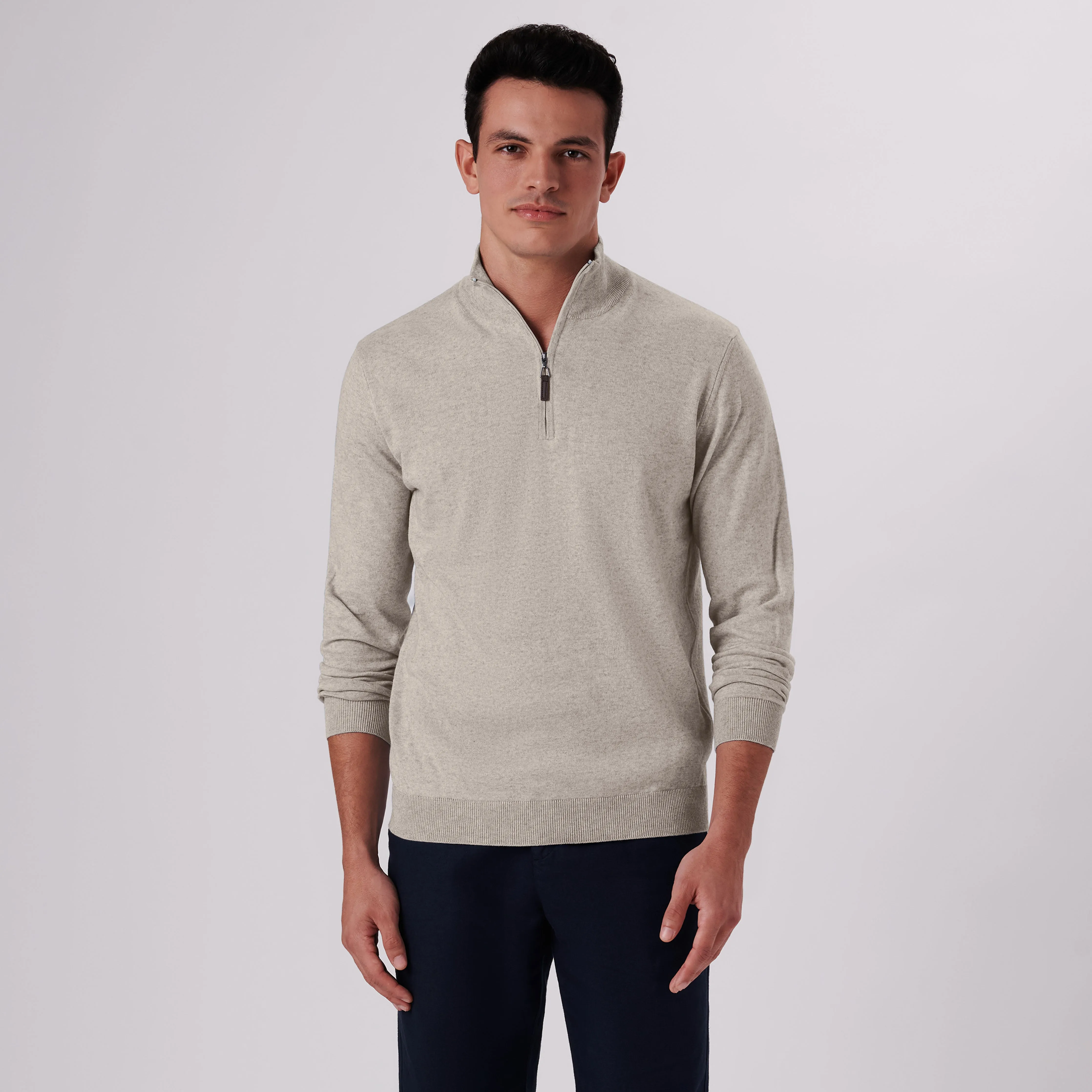 Solid Cotton Cashmere Quarter Zip Sweater sold by Bugatchi product image thumbnail 2