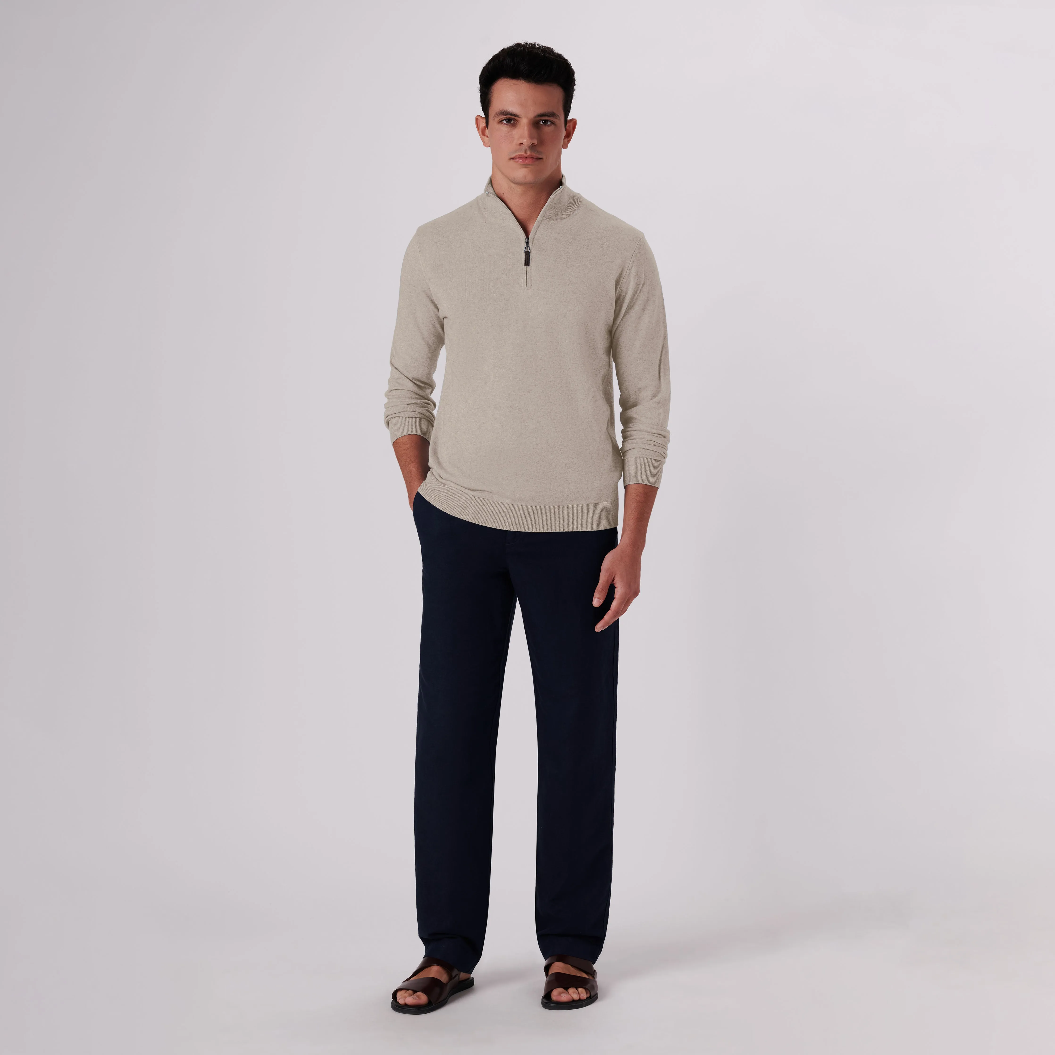 Solid Cotton Cashmere Quarter Zip Sweater sold by Bugatchi product image thumbnail 5