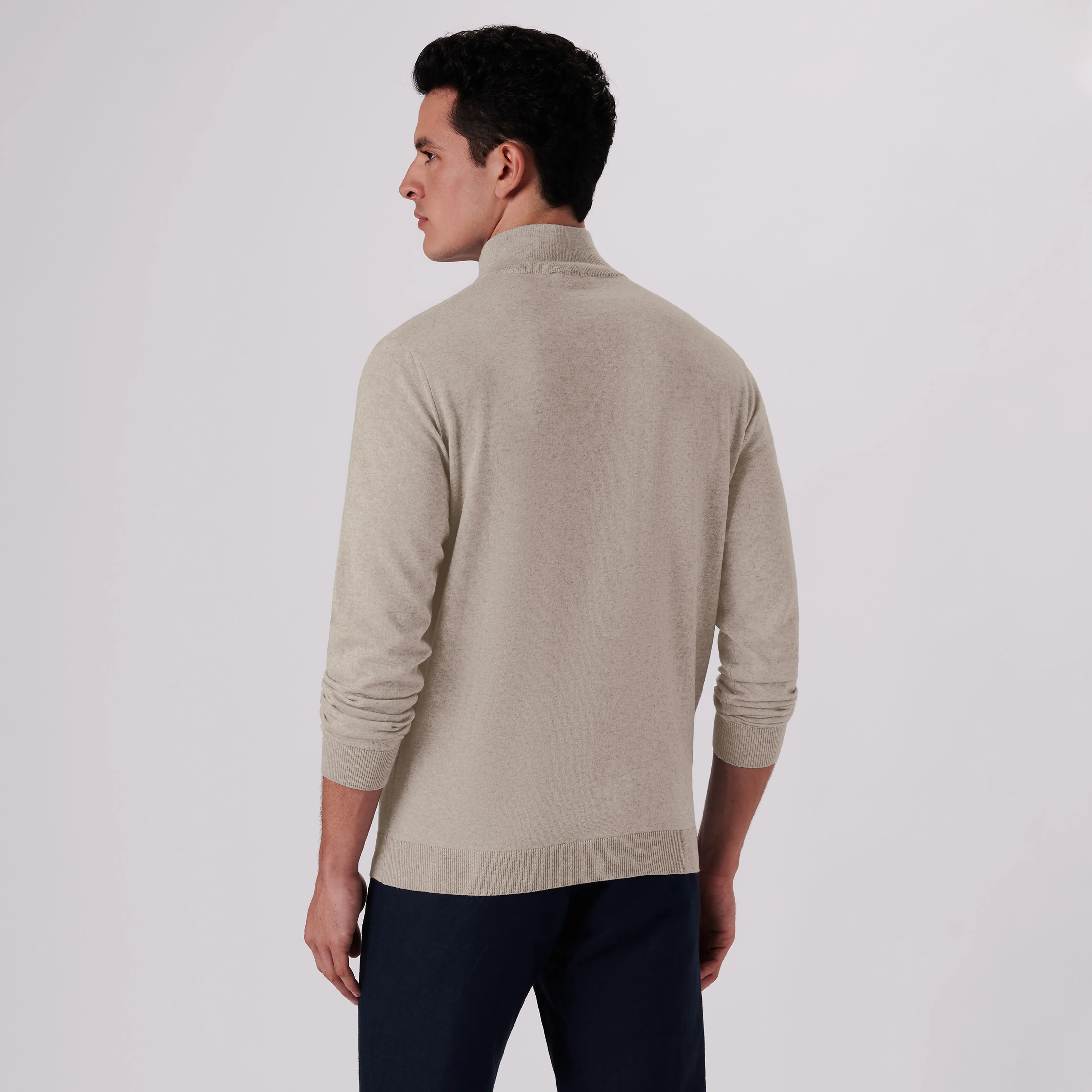 Solid Cotton Cashmere Quarter Zip Sweater sold by Bugatchi product image thumbnail 4