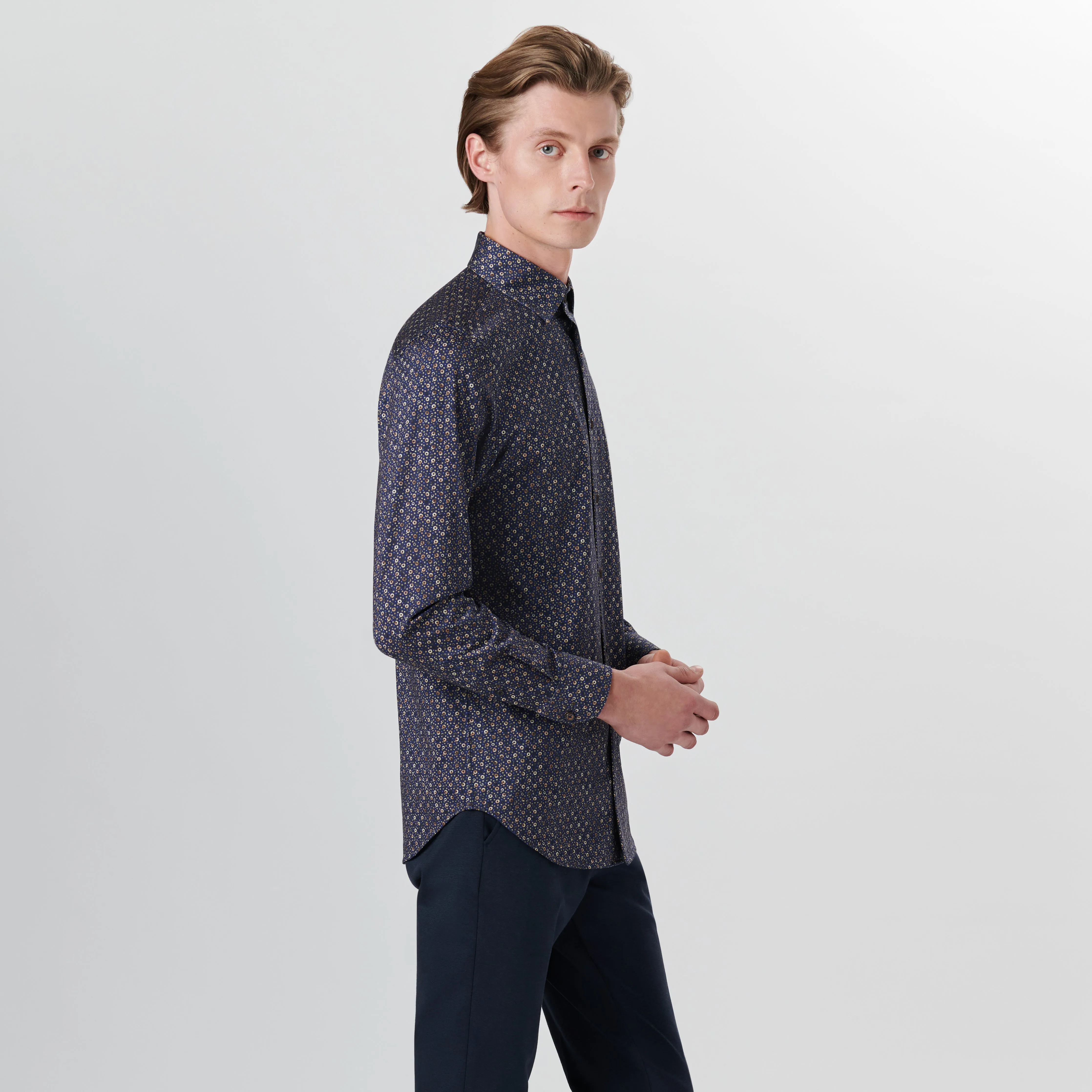 JAMES Ring and Dot Print OoohCotton Shirt sold by Bugatchi product image thumbnail 3