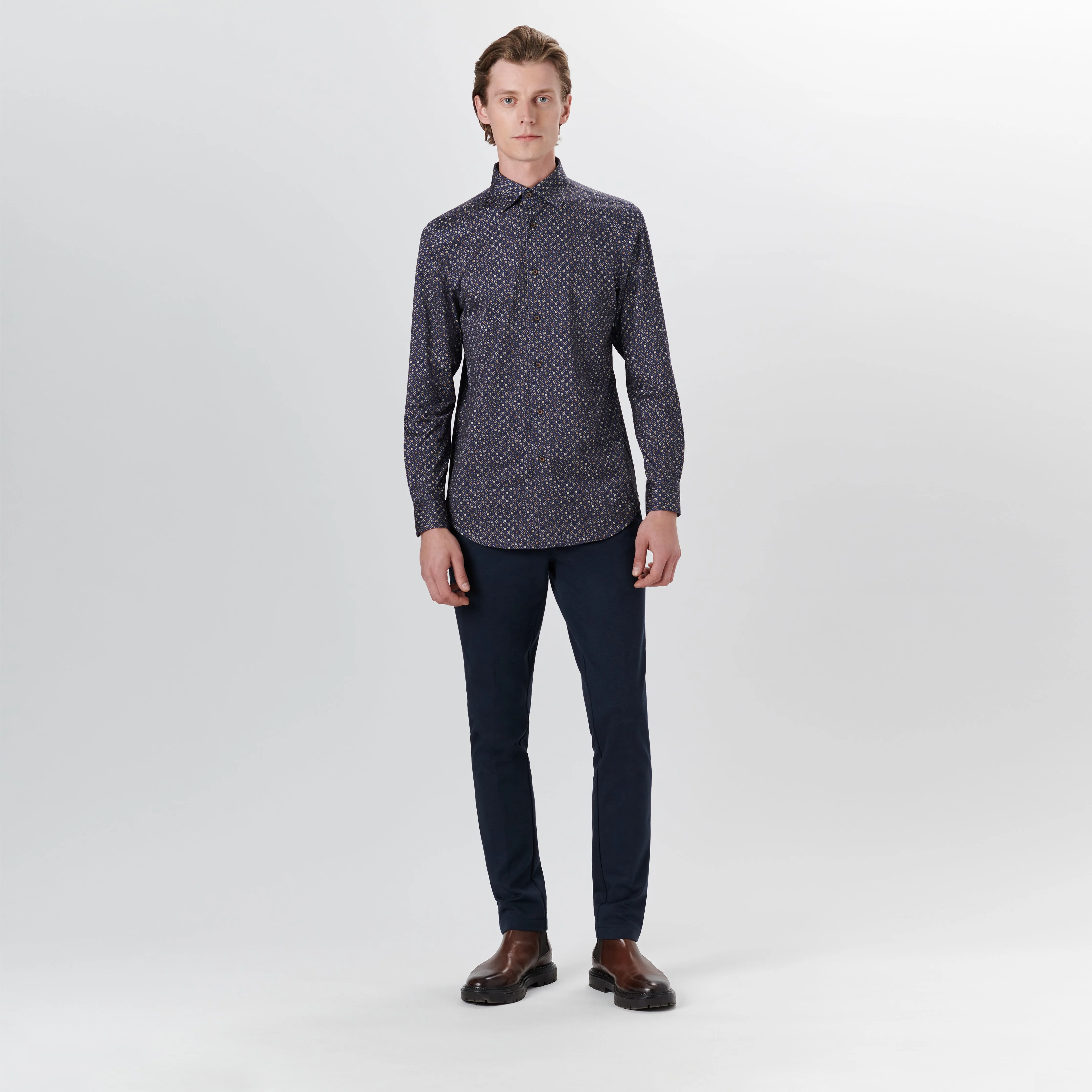 JAMES Ring and Dot Print OoohCotton Shirt sold by Bugatchi product image thumbnail 5