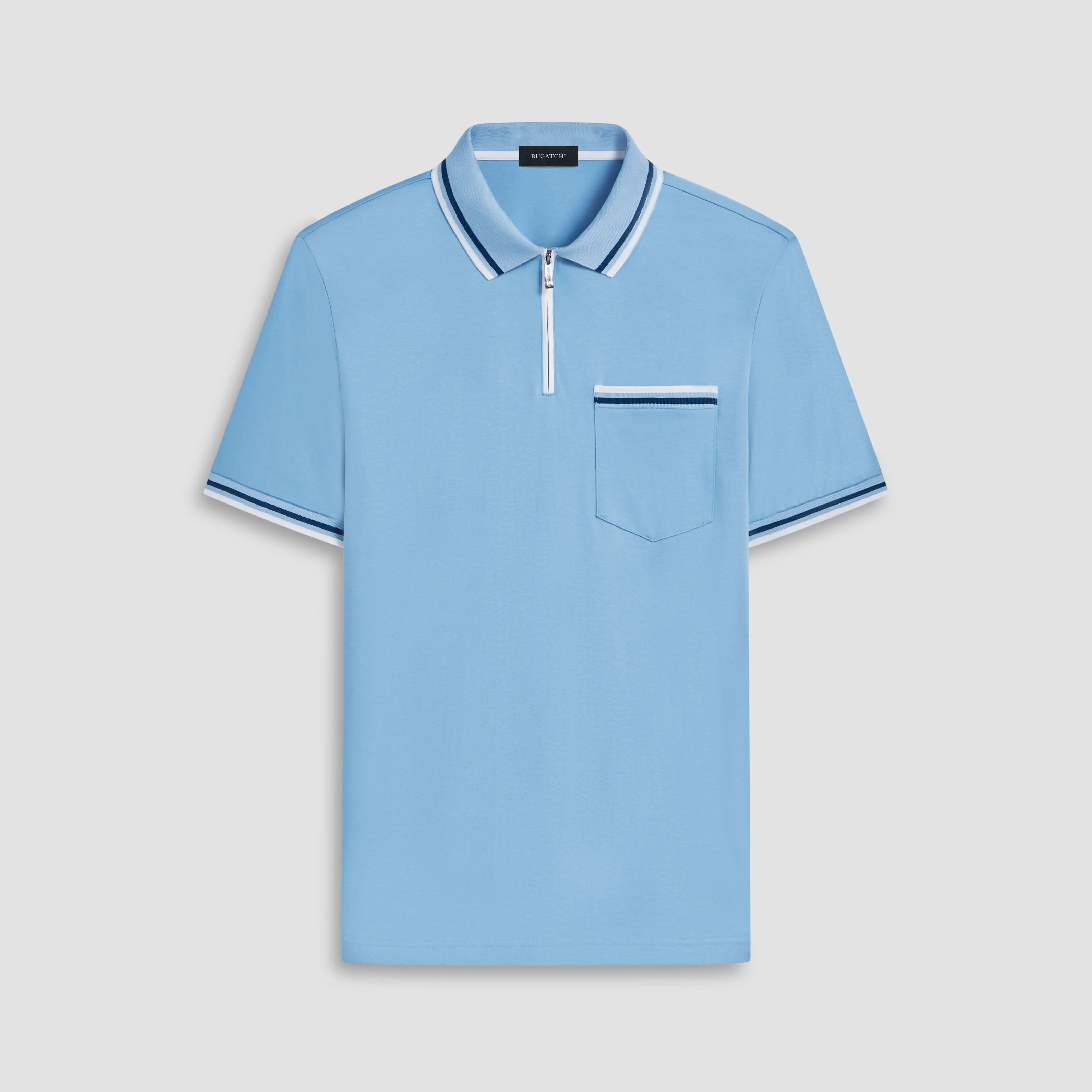 Tipped Quarter Zip Polo sold by Bugatchi