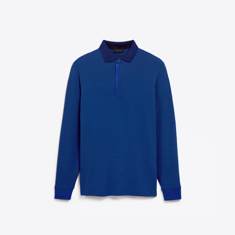 Hairline Stripe Quarter Zip Mock Neck Pullover sold by Bugatchi