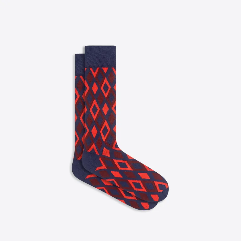 Diamond Check Mid-Calf Socks sold by Bugatchi