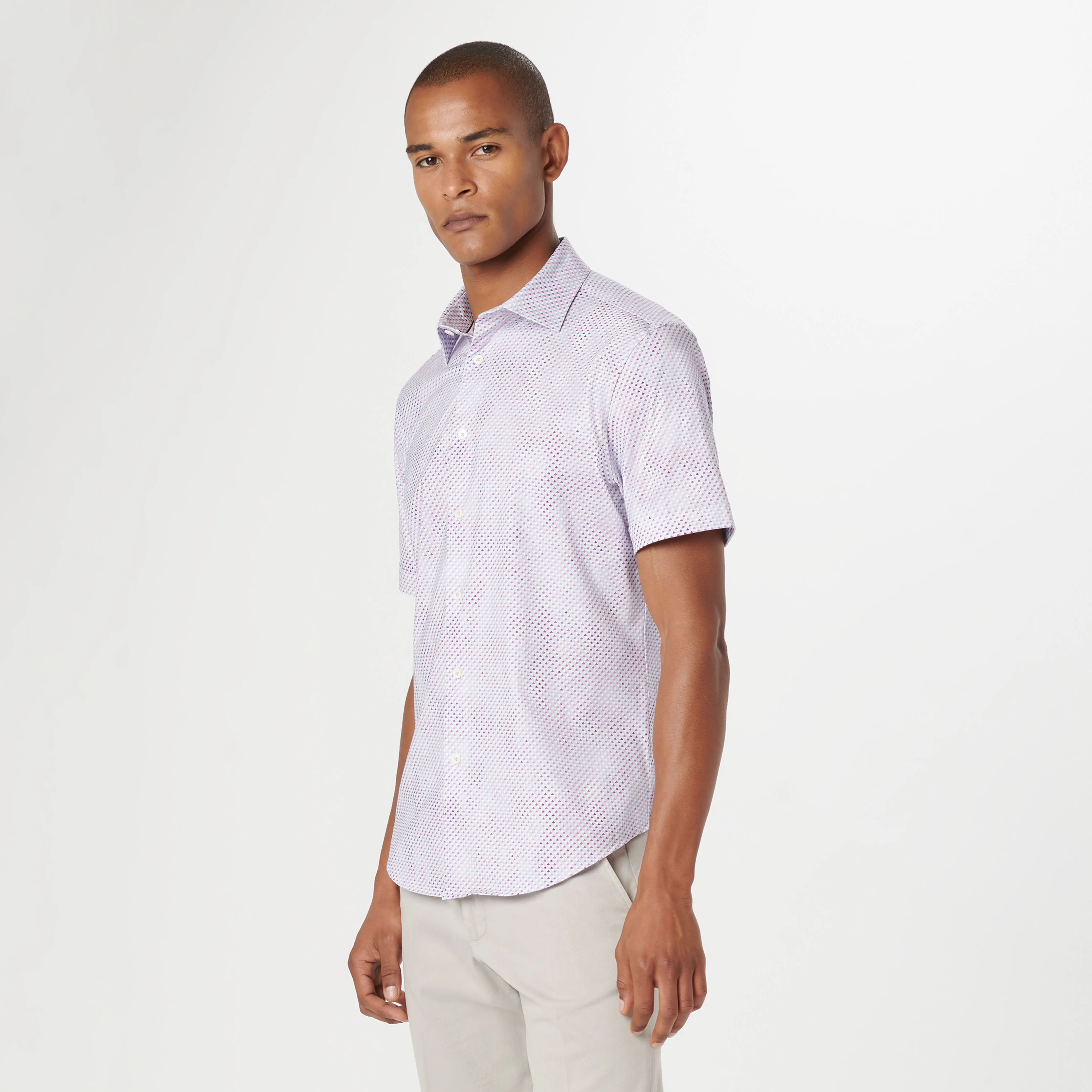 Miles Geometric OoohCotton Short Sleeve Shirt sold by Bugatchi product image thumbnail 3