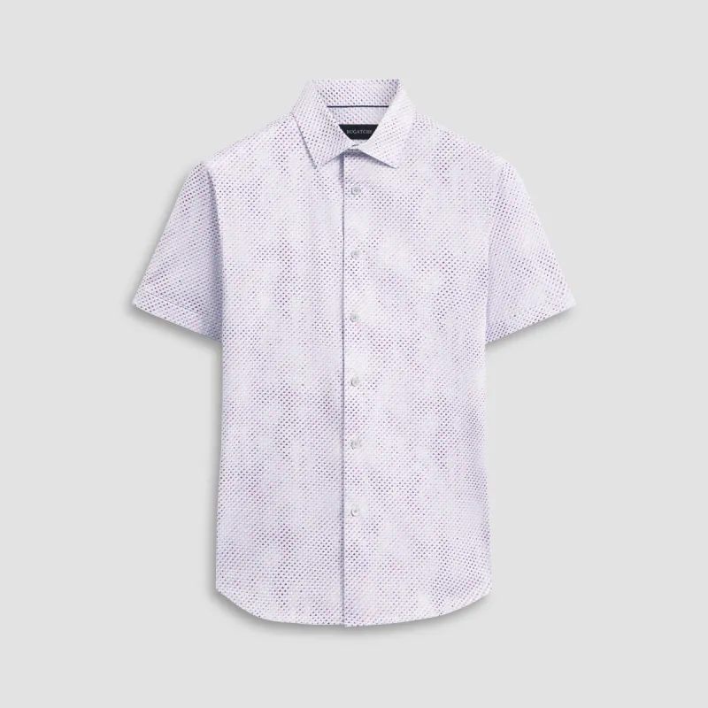 Miles Geometric OoohCotton Short Sleeve Shirt sold by Bugatchi