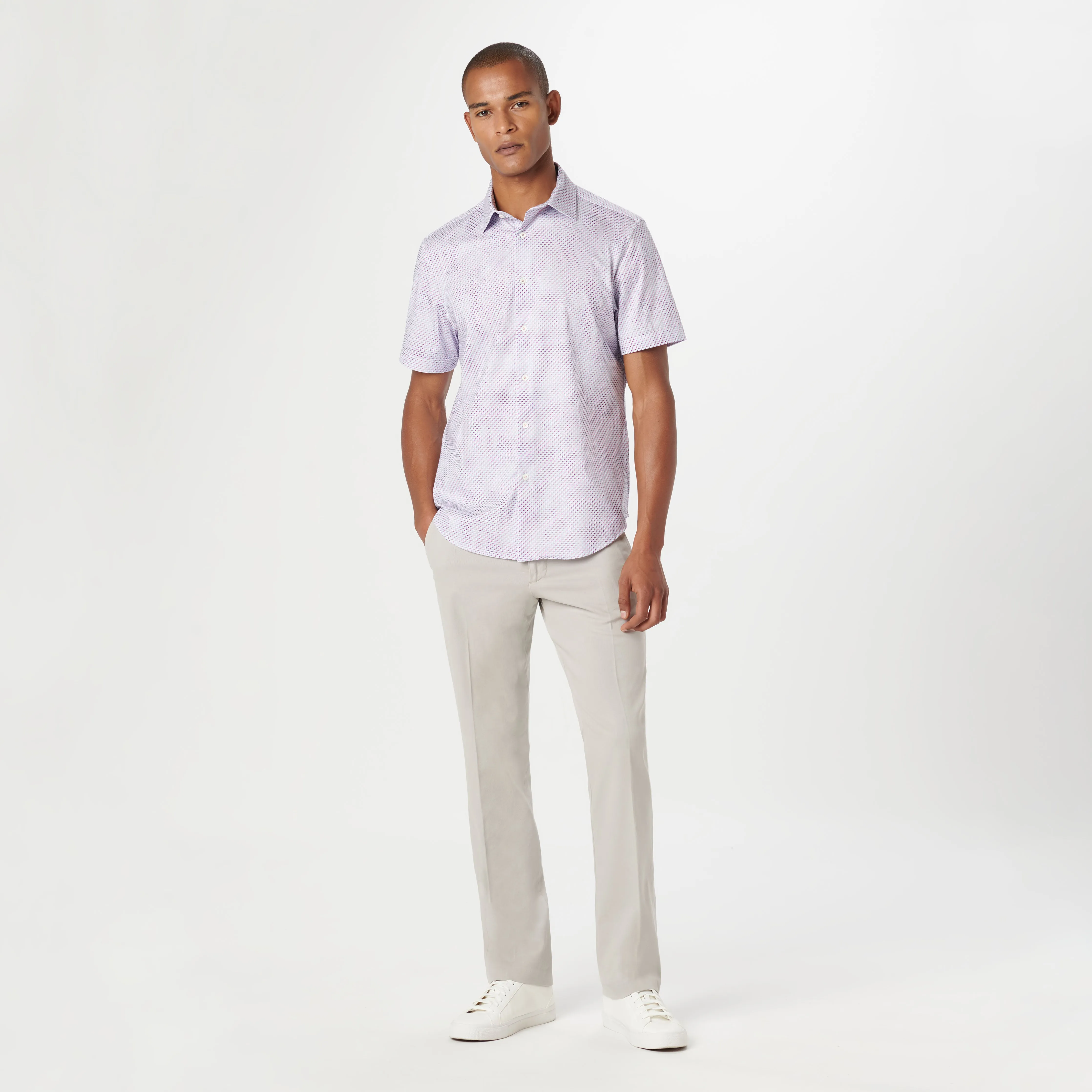 Miles Geometric OoohCotton Short Sleeve Shirt sold by Bugatchi product image thumbnail 5