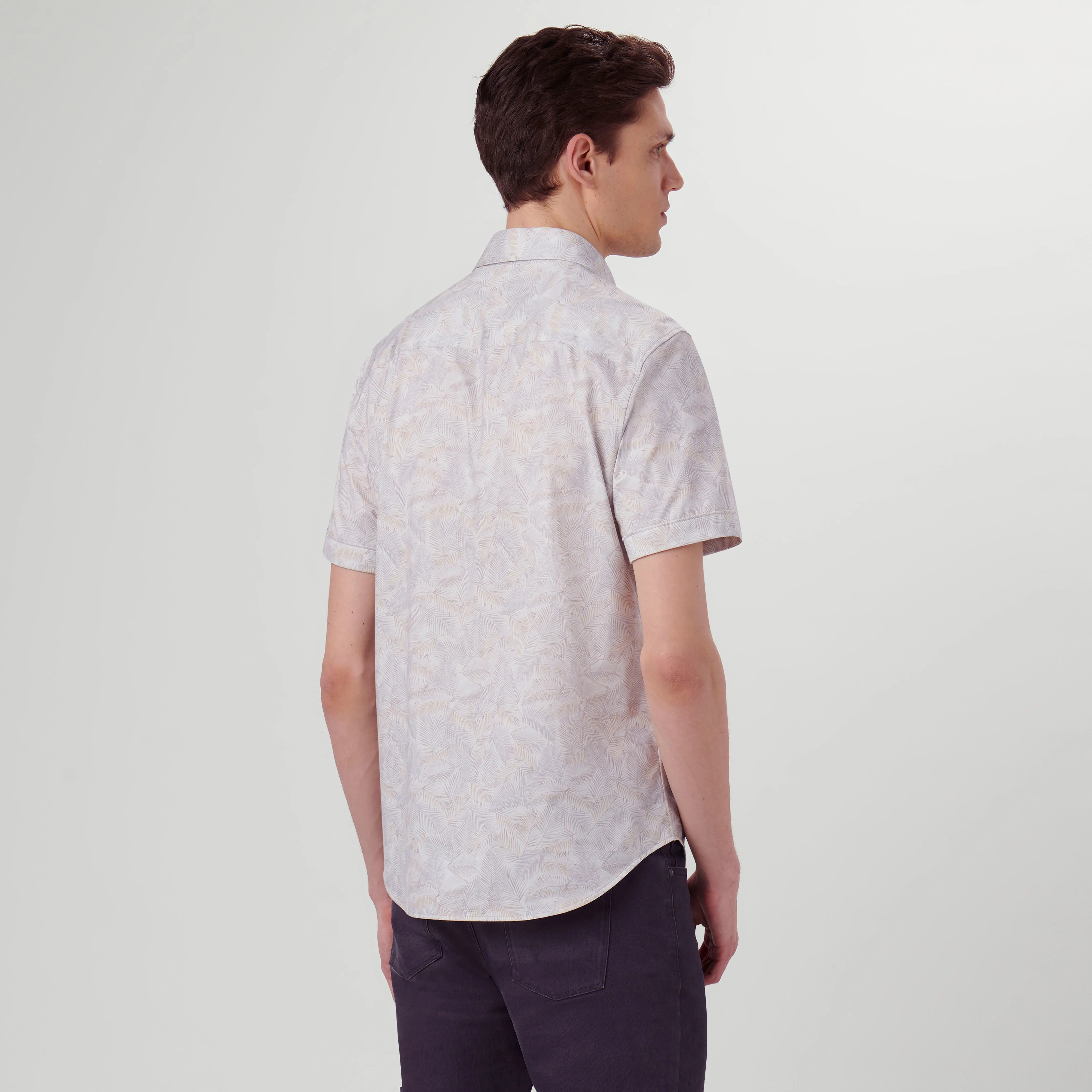 Miles Leaf Print OoohCotton Short Sleeve Shirt sold by Bugatchi product image thumbnail 4