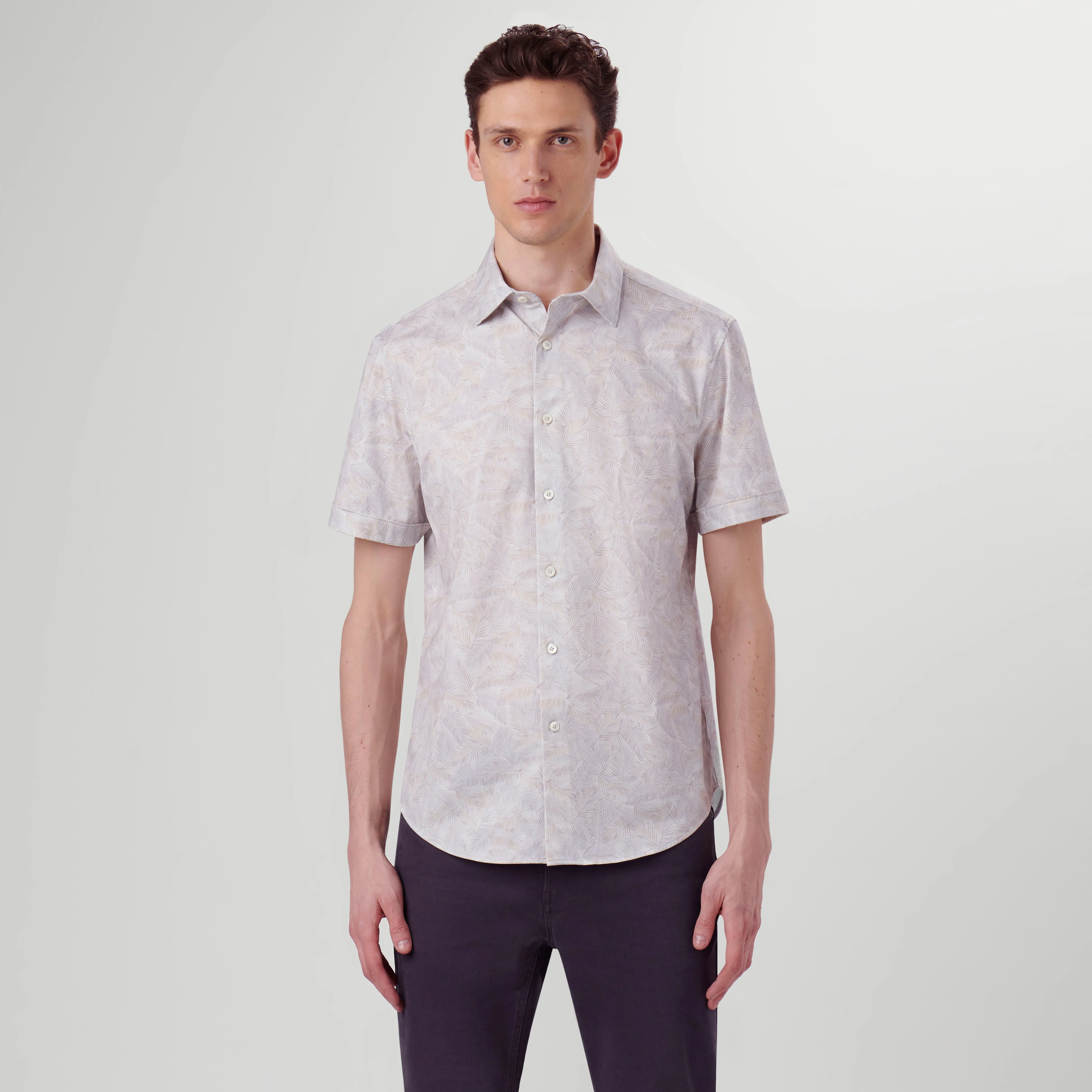 Miles Leaf Print OoohCotton Short Sleeve Shirt sold by Bugatchi product image thumbnail 2