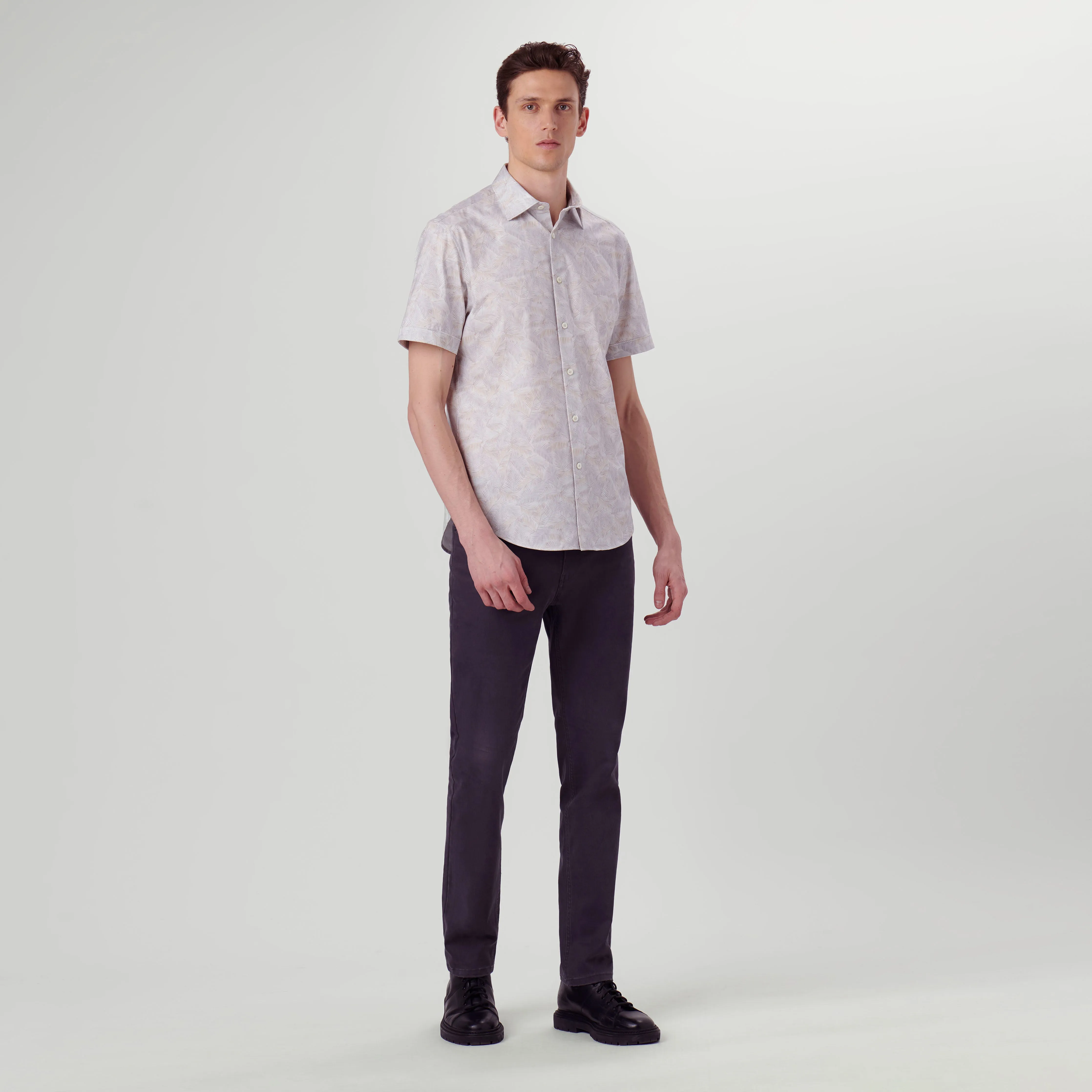 Miles Leaf Print OoohCotton Short Sleeve Shirt sold by Bugatchi product image thumbnail 5