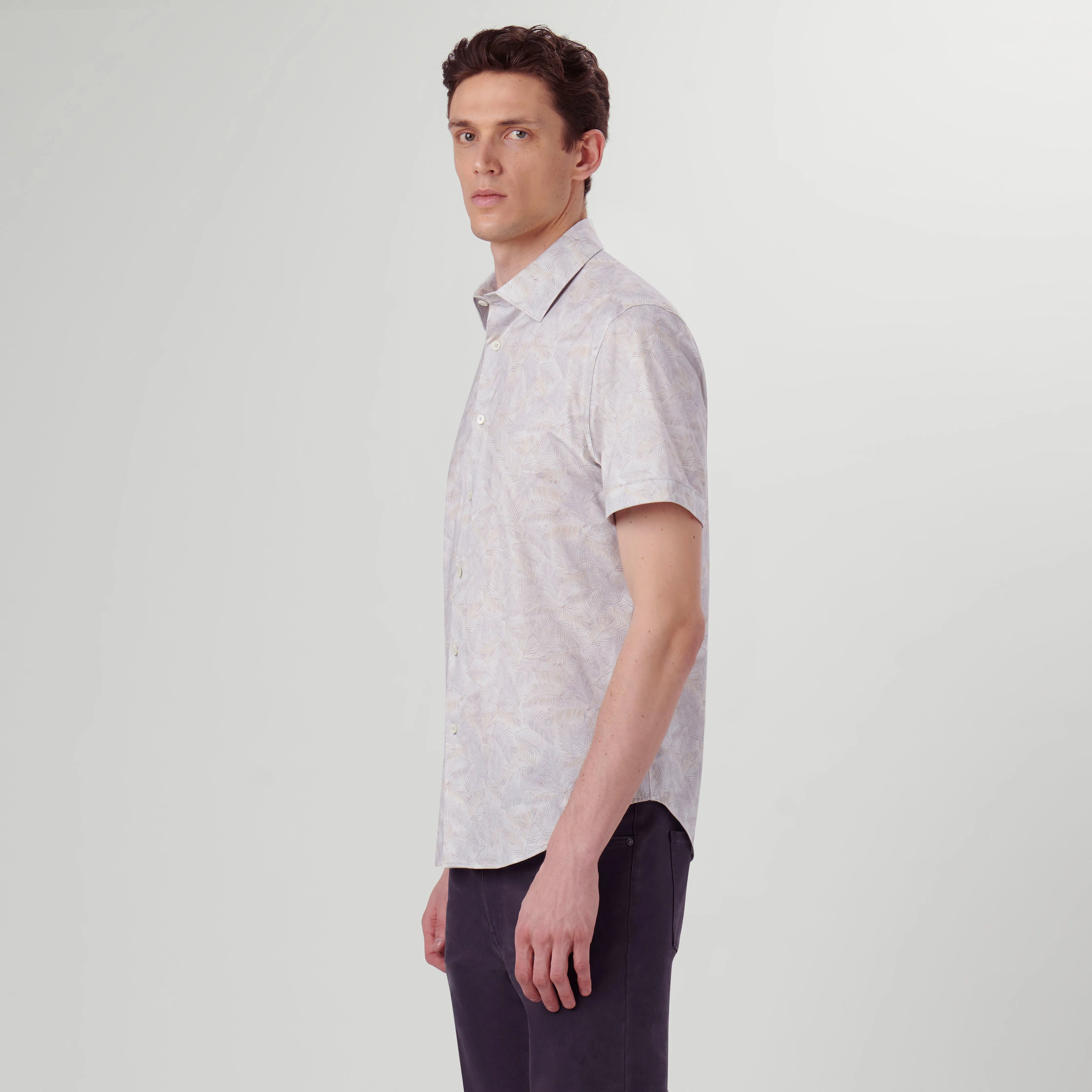 Miles Leaf Print OoohCotton Short Sleeve Shirt sold by Bugatchi product image thumbnail 3
