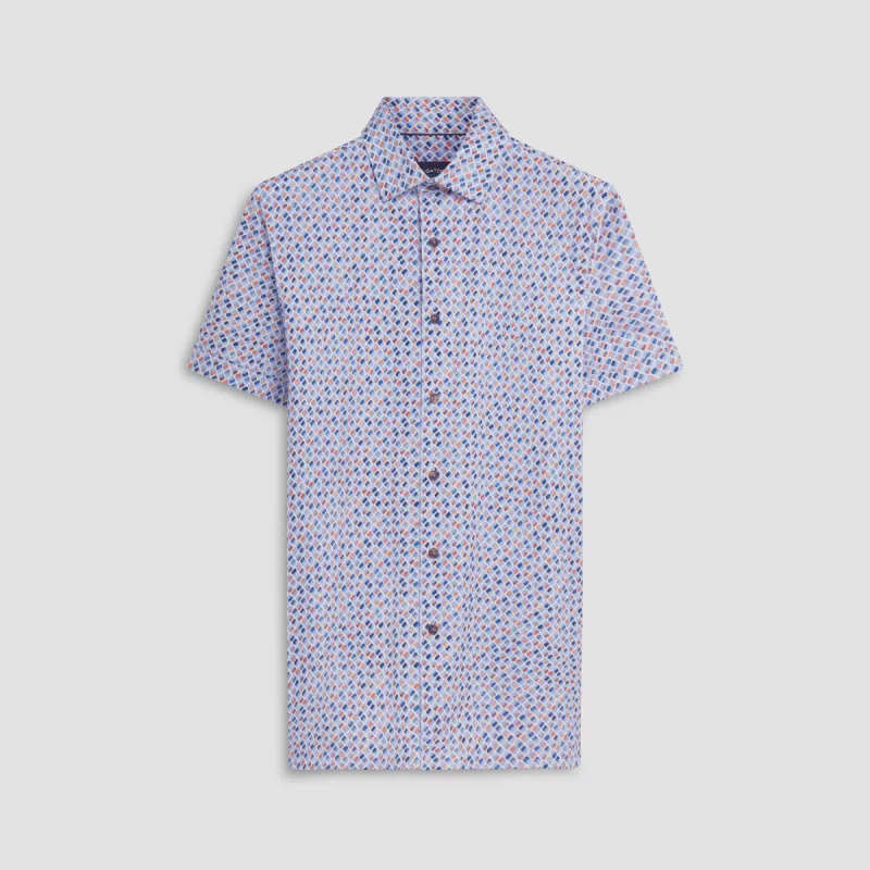 Milo Diamond Print OoohCotton Short Sleeve Shirt sold by Bugatchi