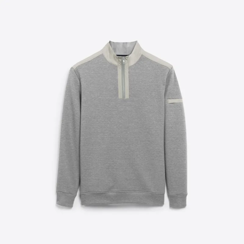 Heather Waffle Quarter Zip Mock Neck Pullover sold by Bugatchi