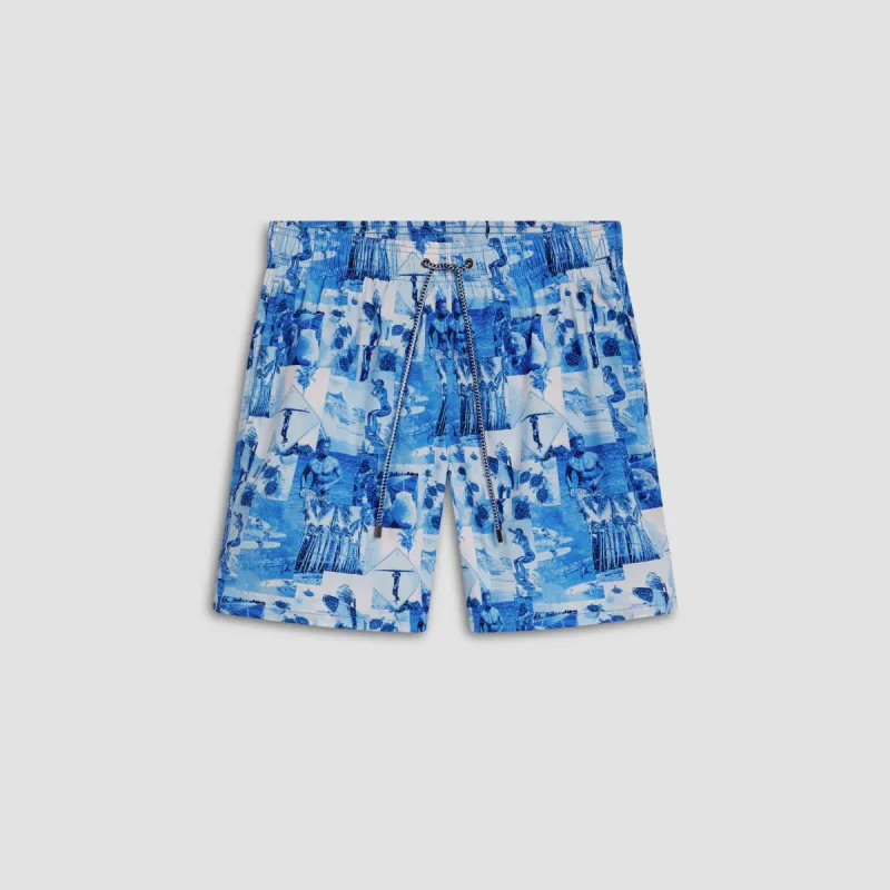 Cosmo Photo Collage Swim Trunks made by Bugatchi