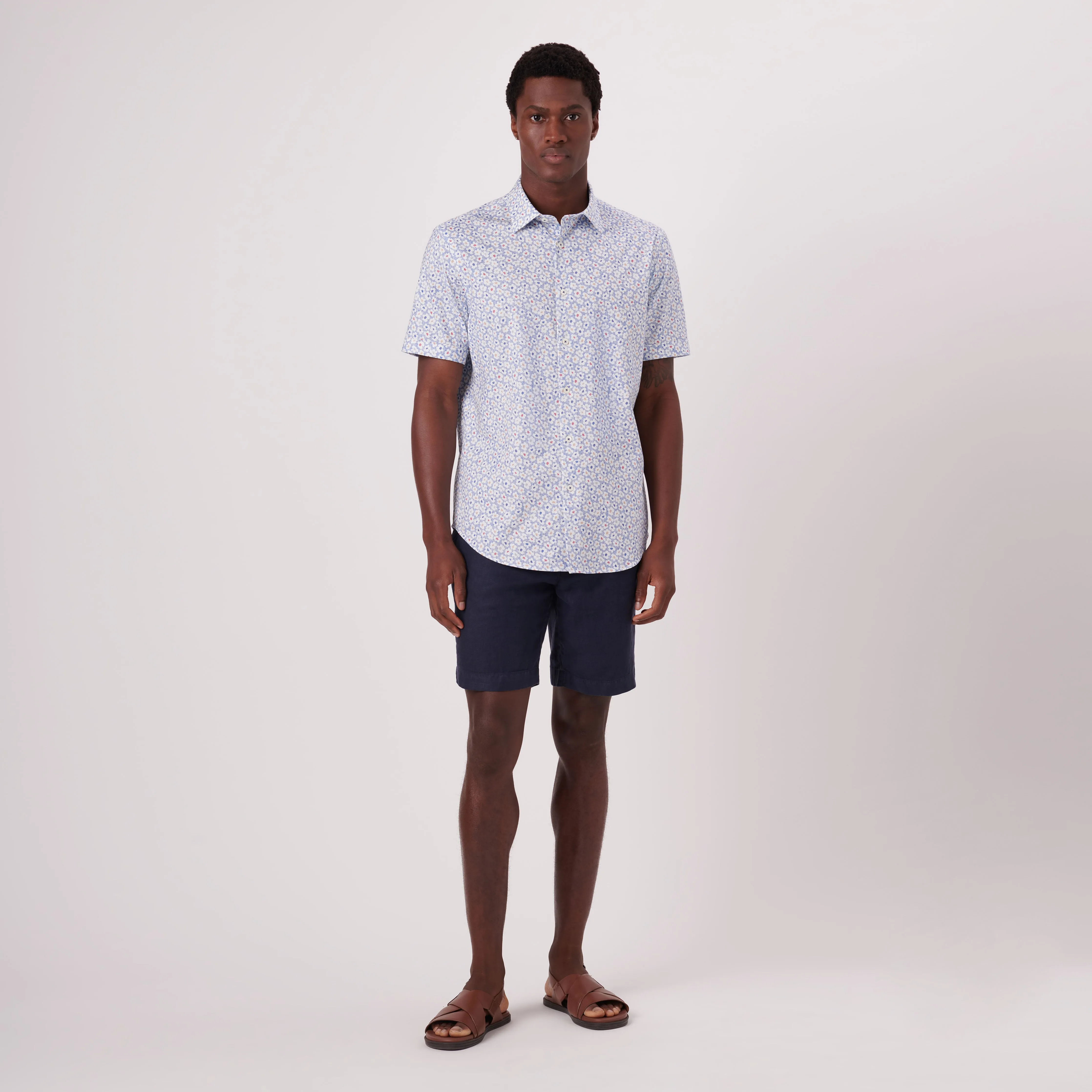 Miles Floral Print OoohCotton Short Sleeve Shirt sold by Bugatchi product image thumbnail 5