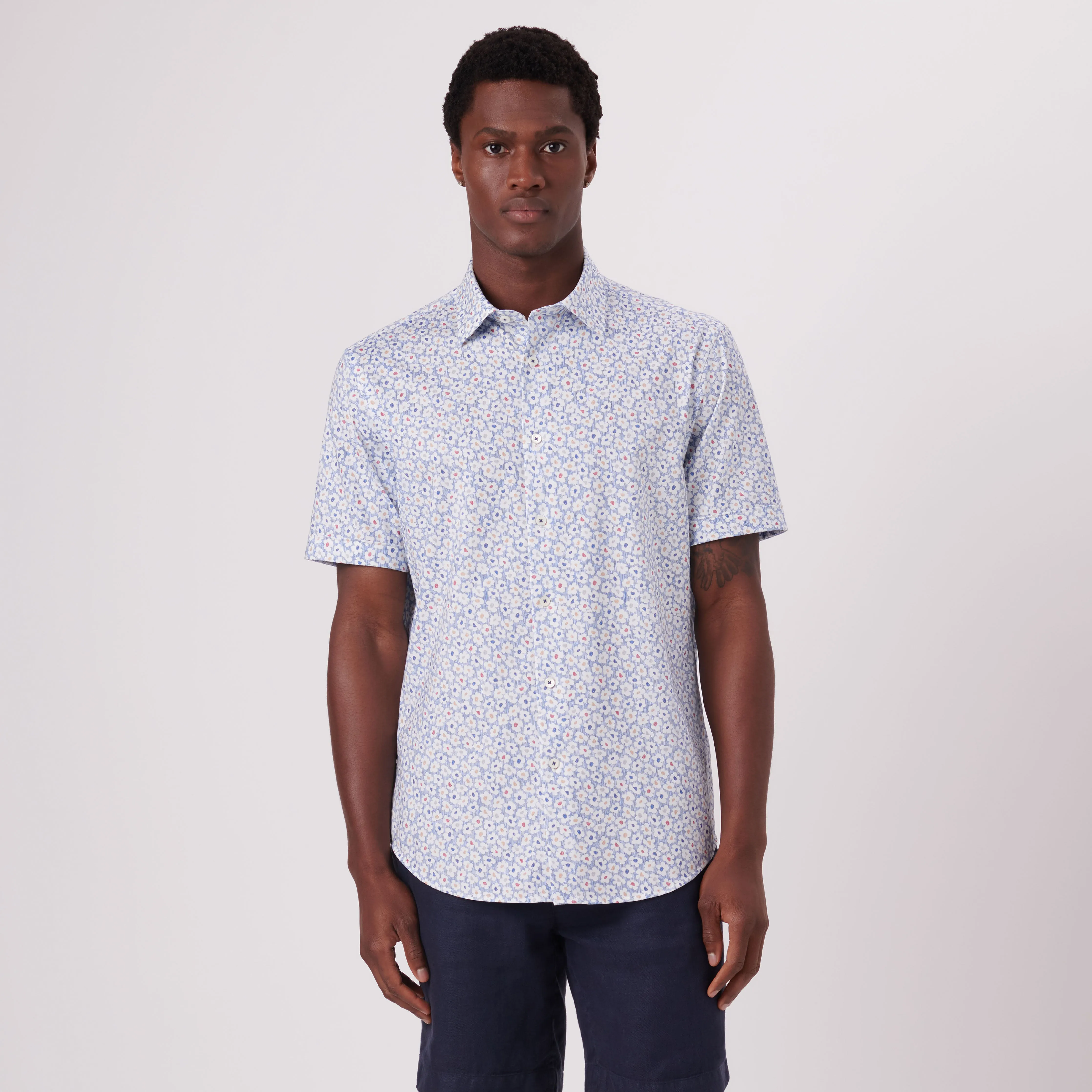 Miles Floral Print OoohCotton Short Sleeve Shirt sold by Bugatchi product image thumbnail 2