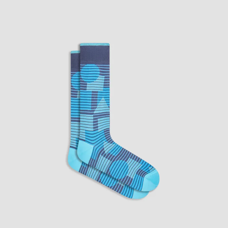 Striped Geometrical Mid-Calf Socks sold by Bugatchi
