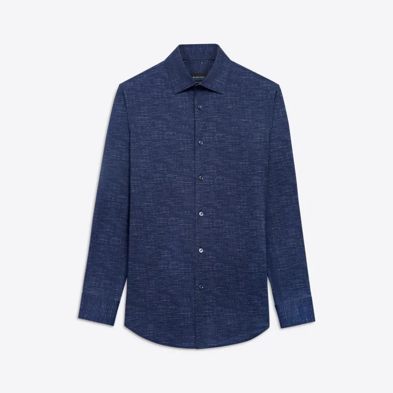 JAMES Chambray Print OoohCotton Shirt sold by Bugatchi