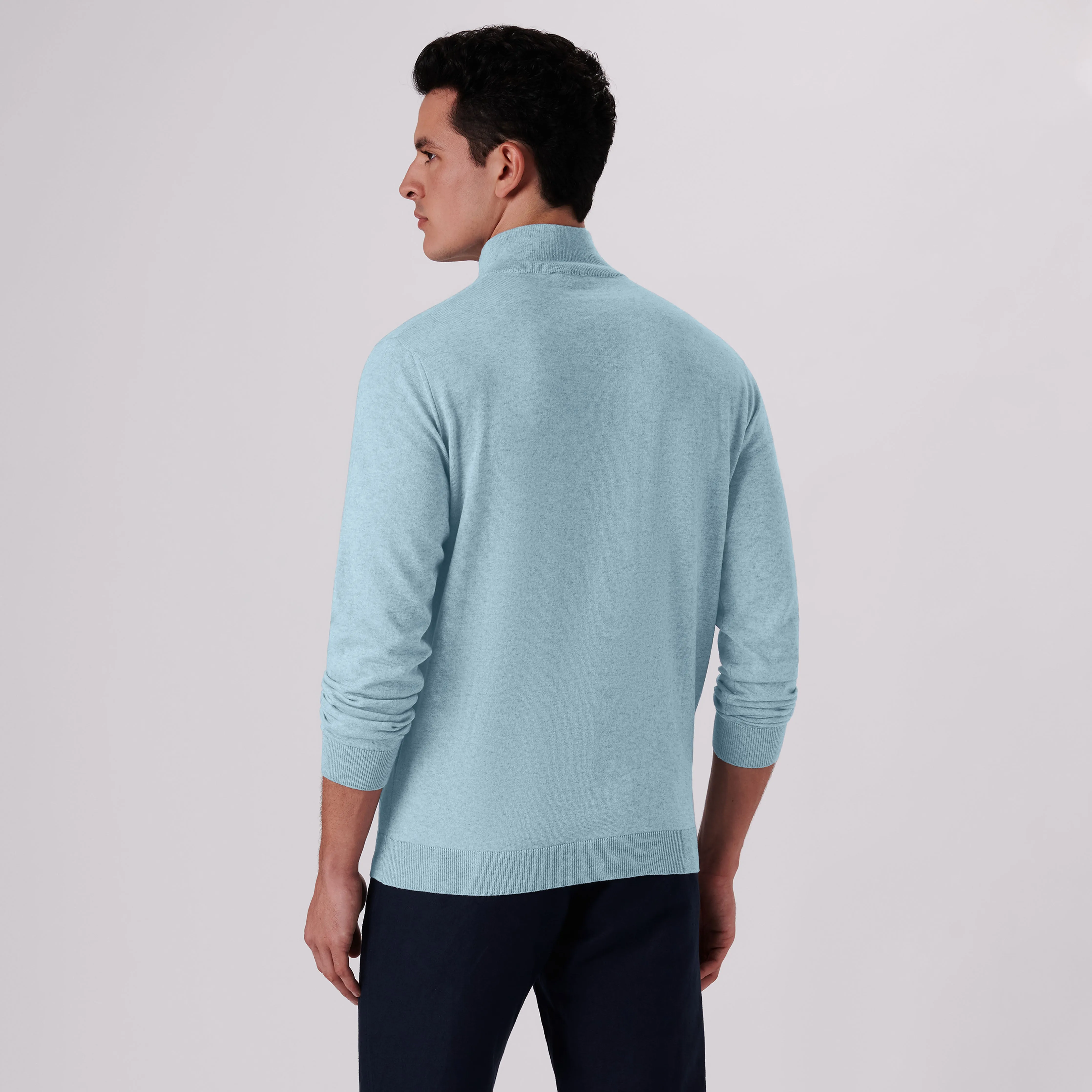 Solid Cotton Cashmere Quarter Zip Sweater sold by Bugatchi product image thumbnail 4