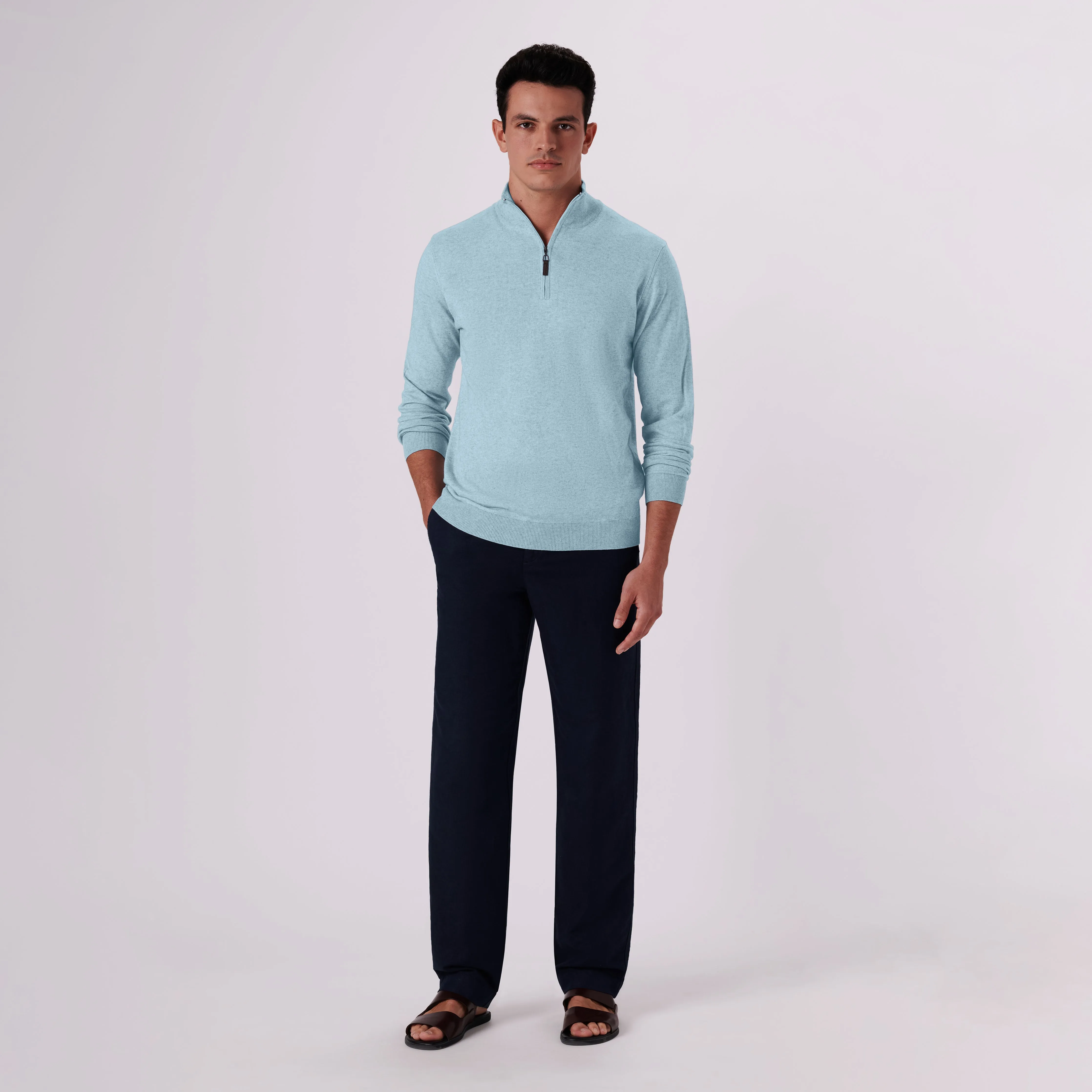 Solid Cotton Cashmere Quarter Zip Sweater sold by Bugatchi product image thumbnail 5