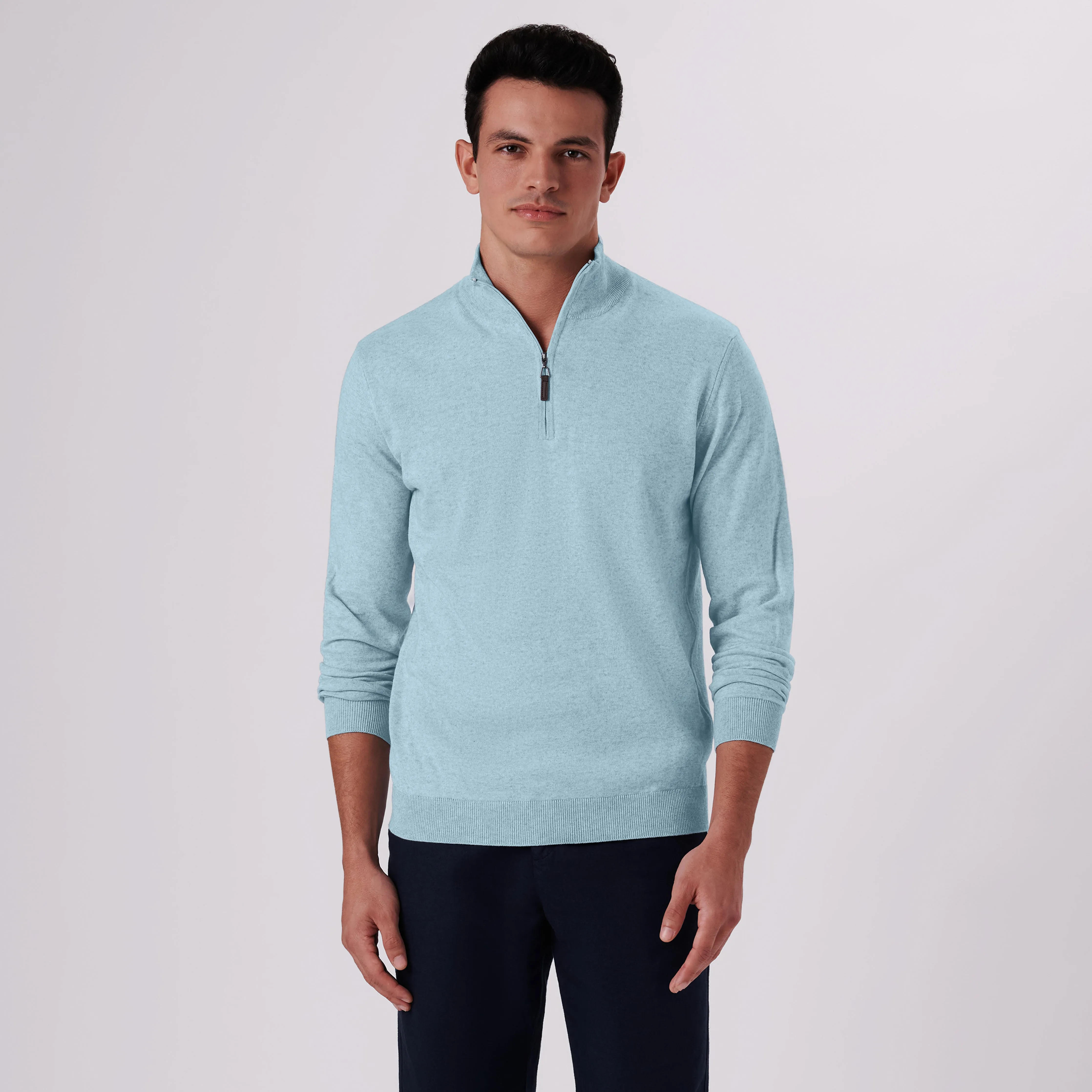 Solid Cotton Cashmere Quarter Zip Sweater sold by Bugatchi product image thumbnail 2