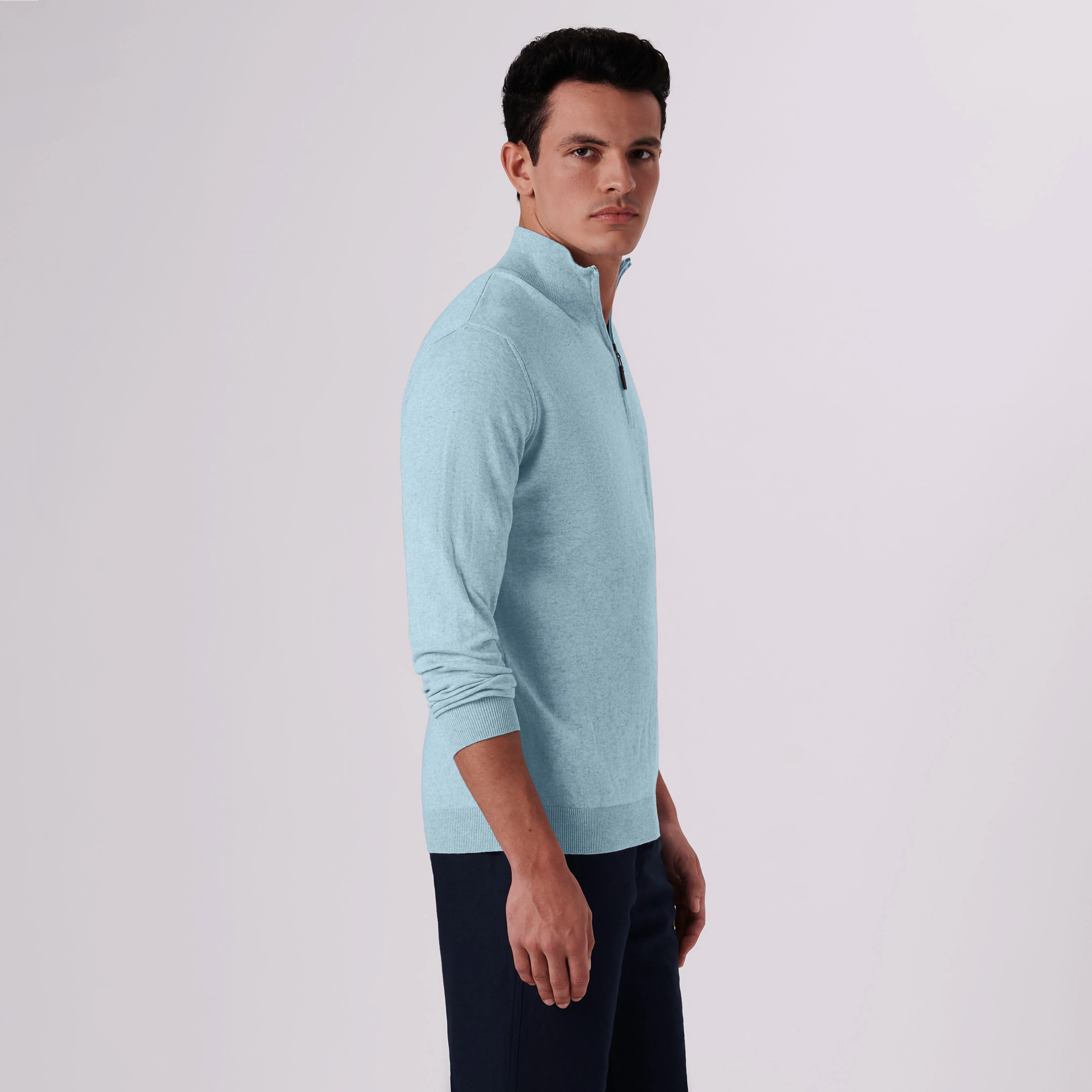 Solid Cotton Cashmere Quarter Zip Sweater sold by Bugatchi product image thumbnail 3