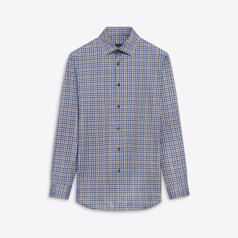 JAMES Mini Check OoohCotton Shirt sold by Bugatchi