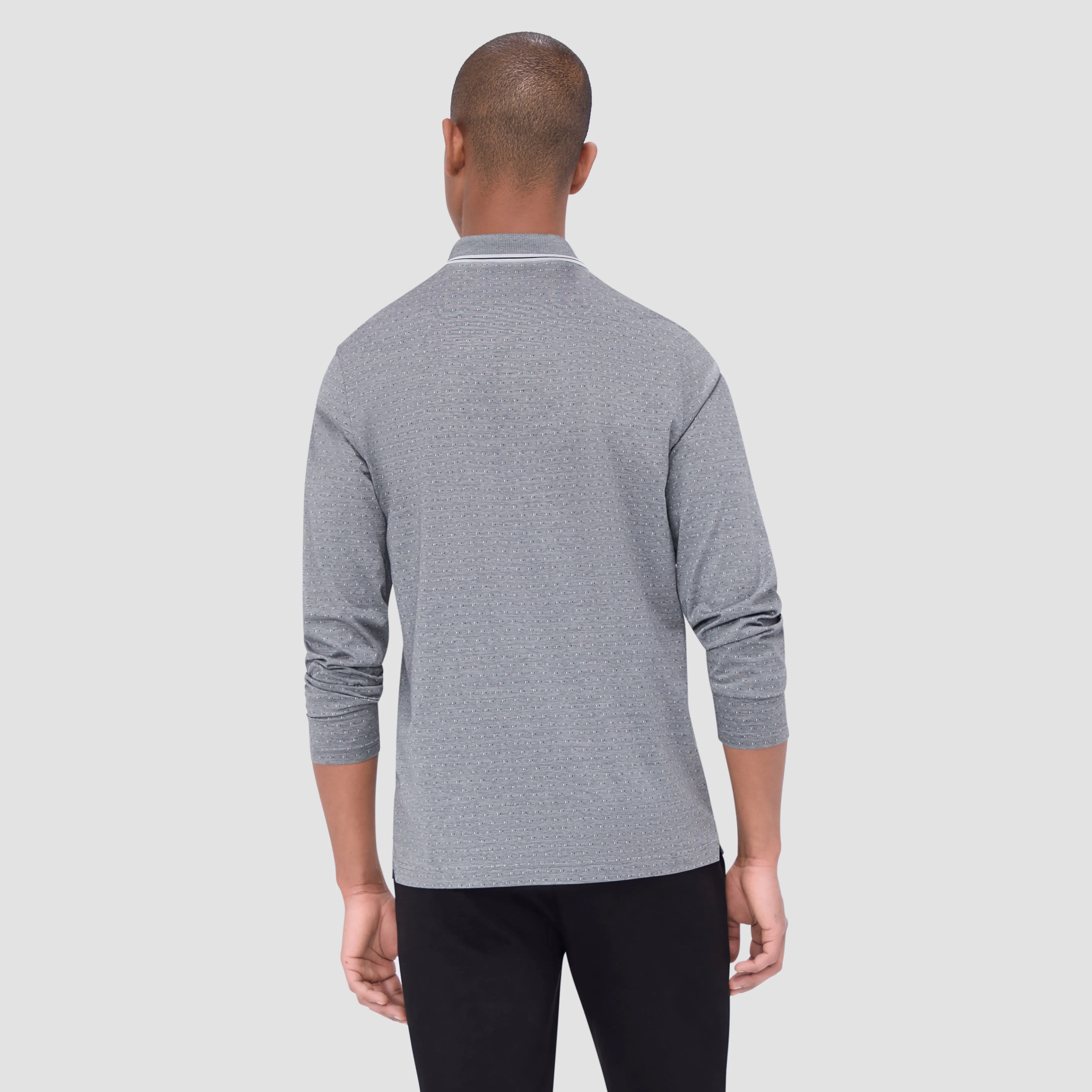 Jacquard Long Sleeve Polo sold by Bugatchi product image thumbnail 4
