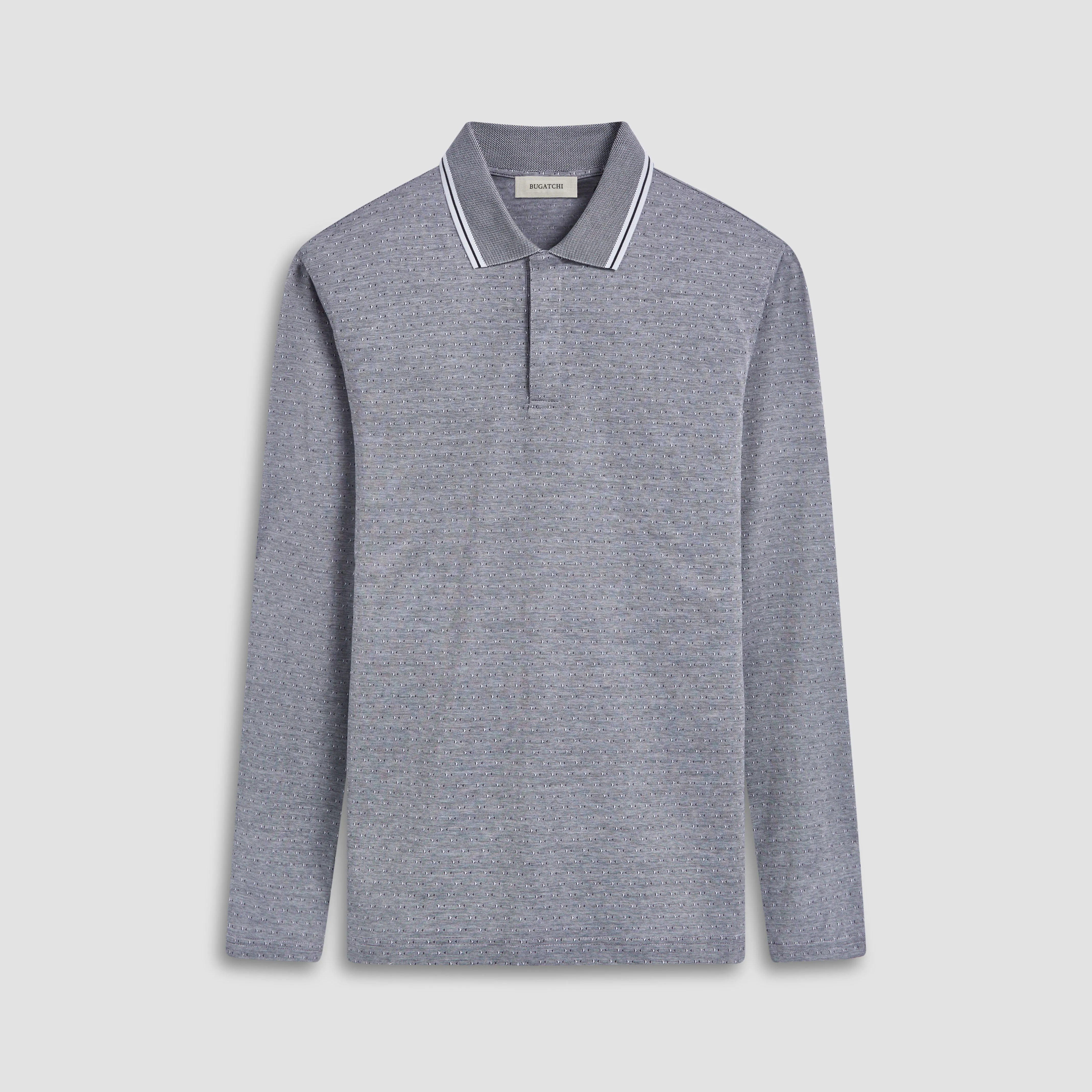 Jacquard Long Sleeve Polo sold by Bugatchi