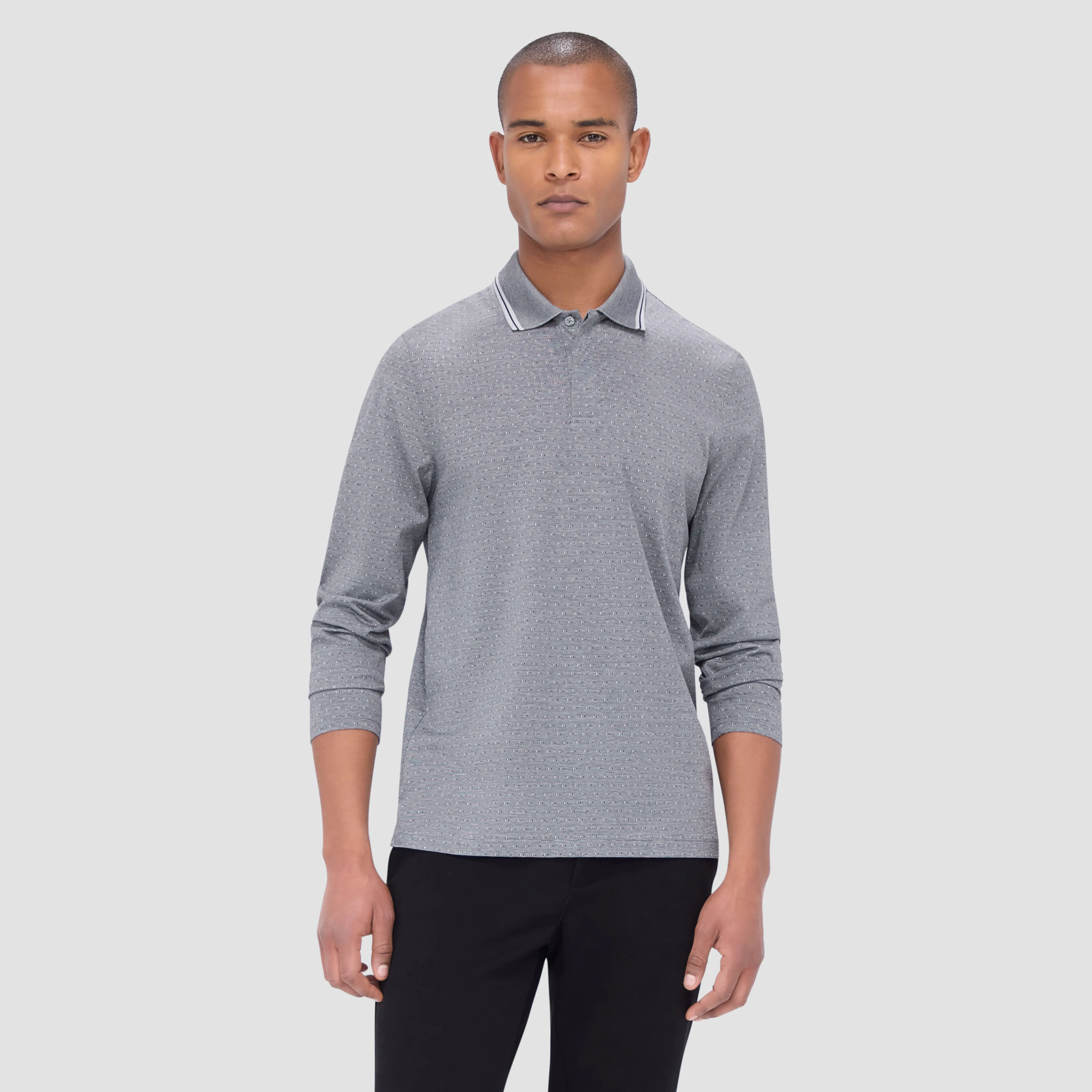 Jacquard Long Sleeve Polo sold by Bugatchi product image thumbnail 2