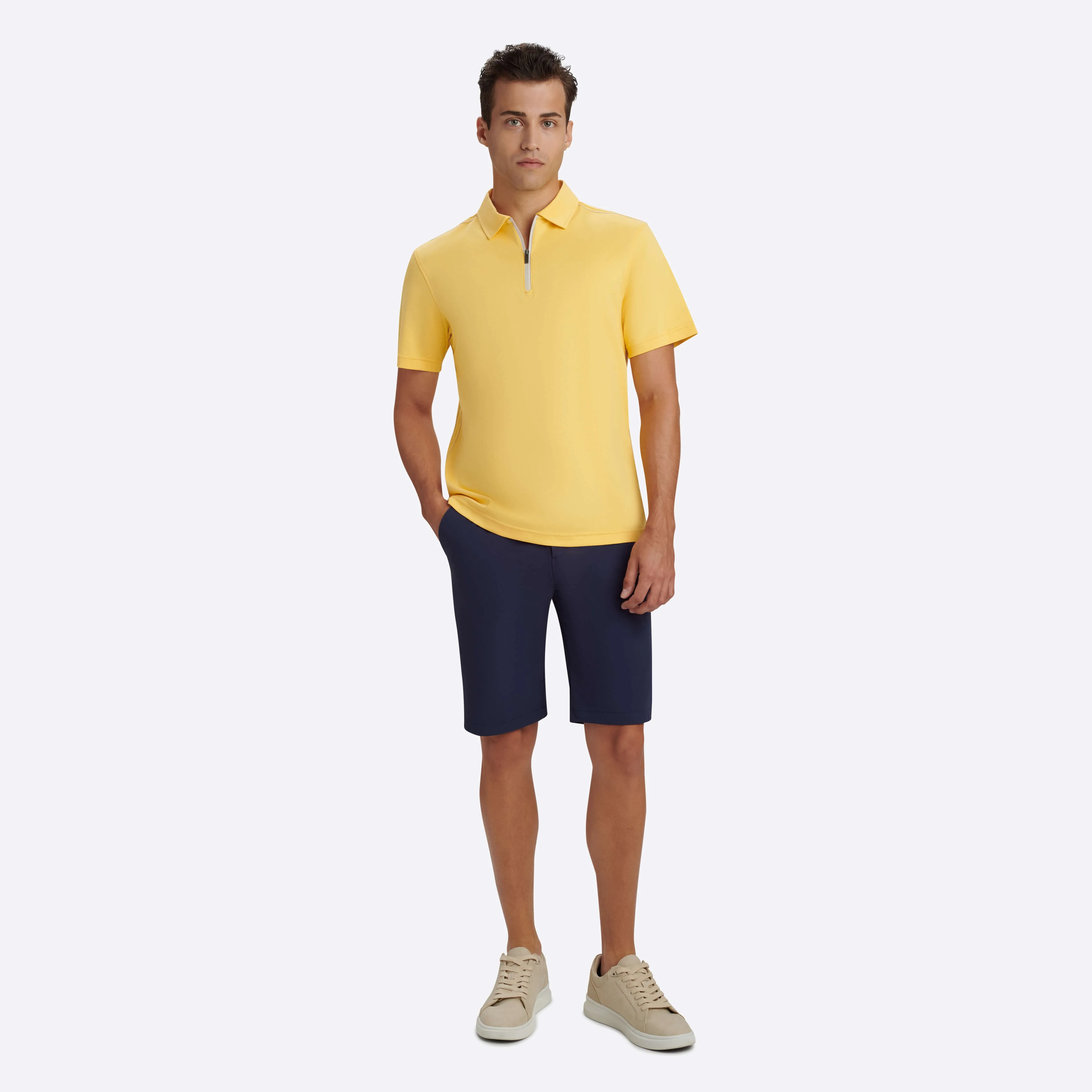 Short Sleeve Quarter Zip Polo sold by Bugatchi product image thumbnail 5