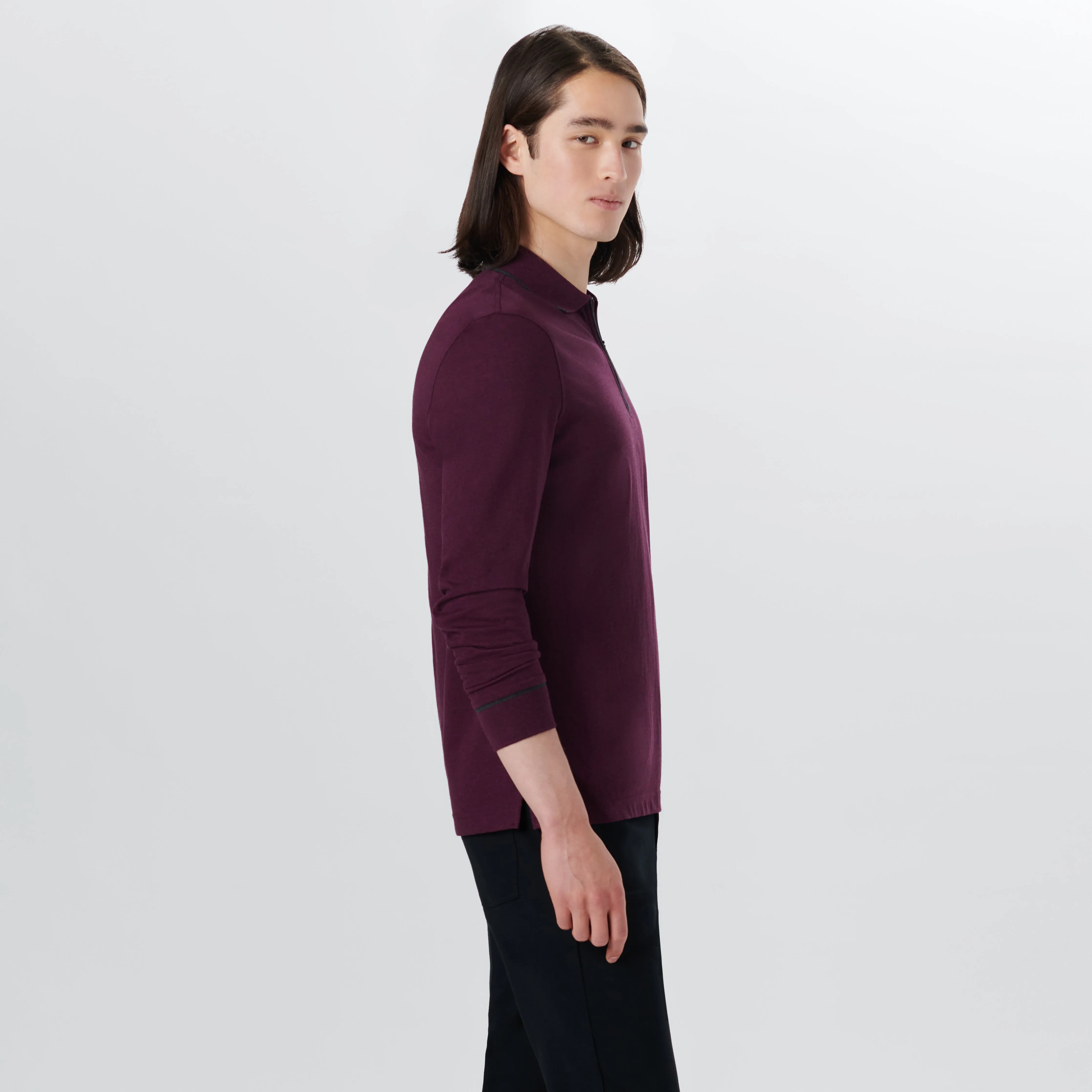 Long Sleeve Quarter Zip Polo sold by Bugatchi product image thumbnail 3