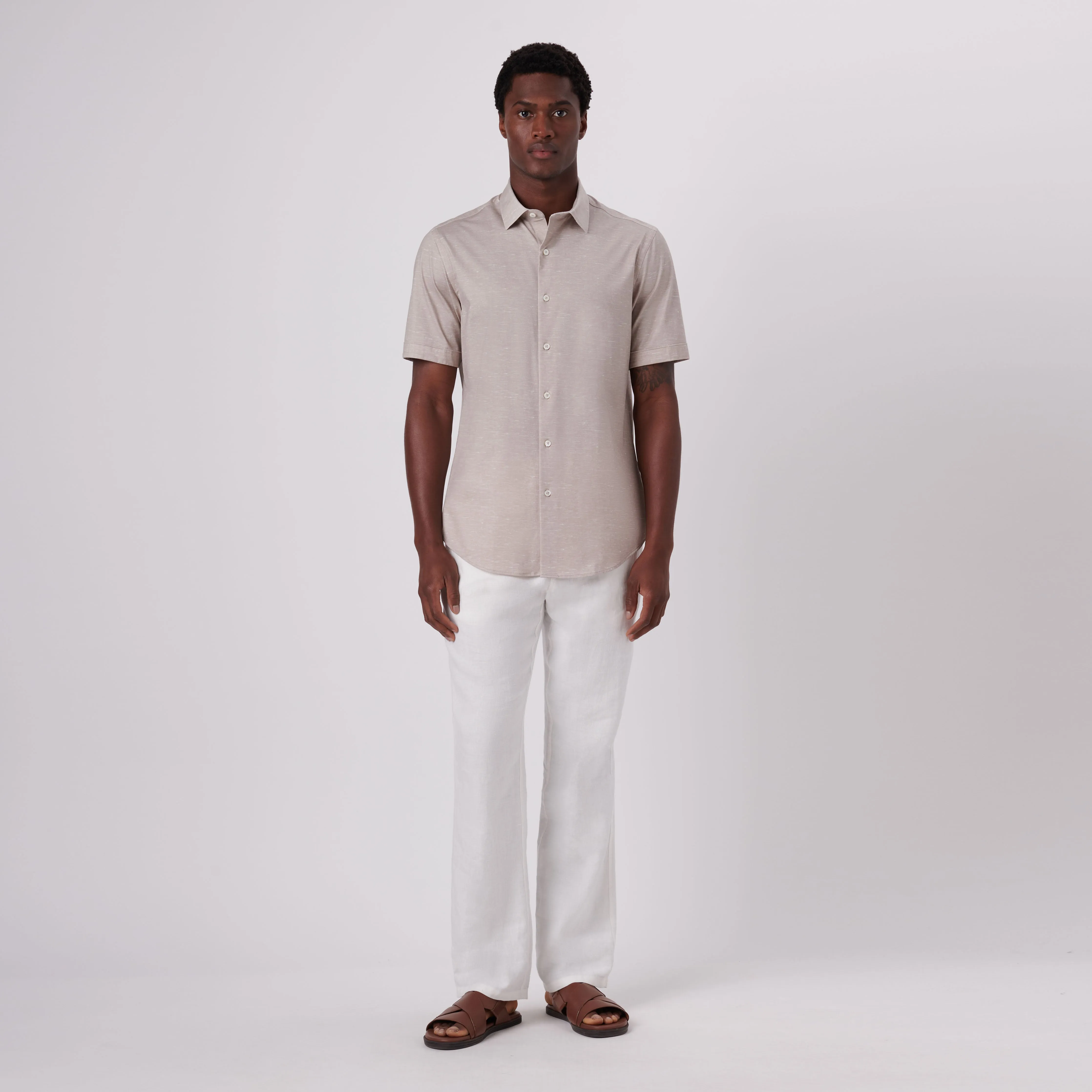 Miles Heather Print OoohCotton Short Sleeve Shirt sold by Bugatchi product image thumbnail 5