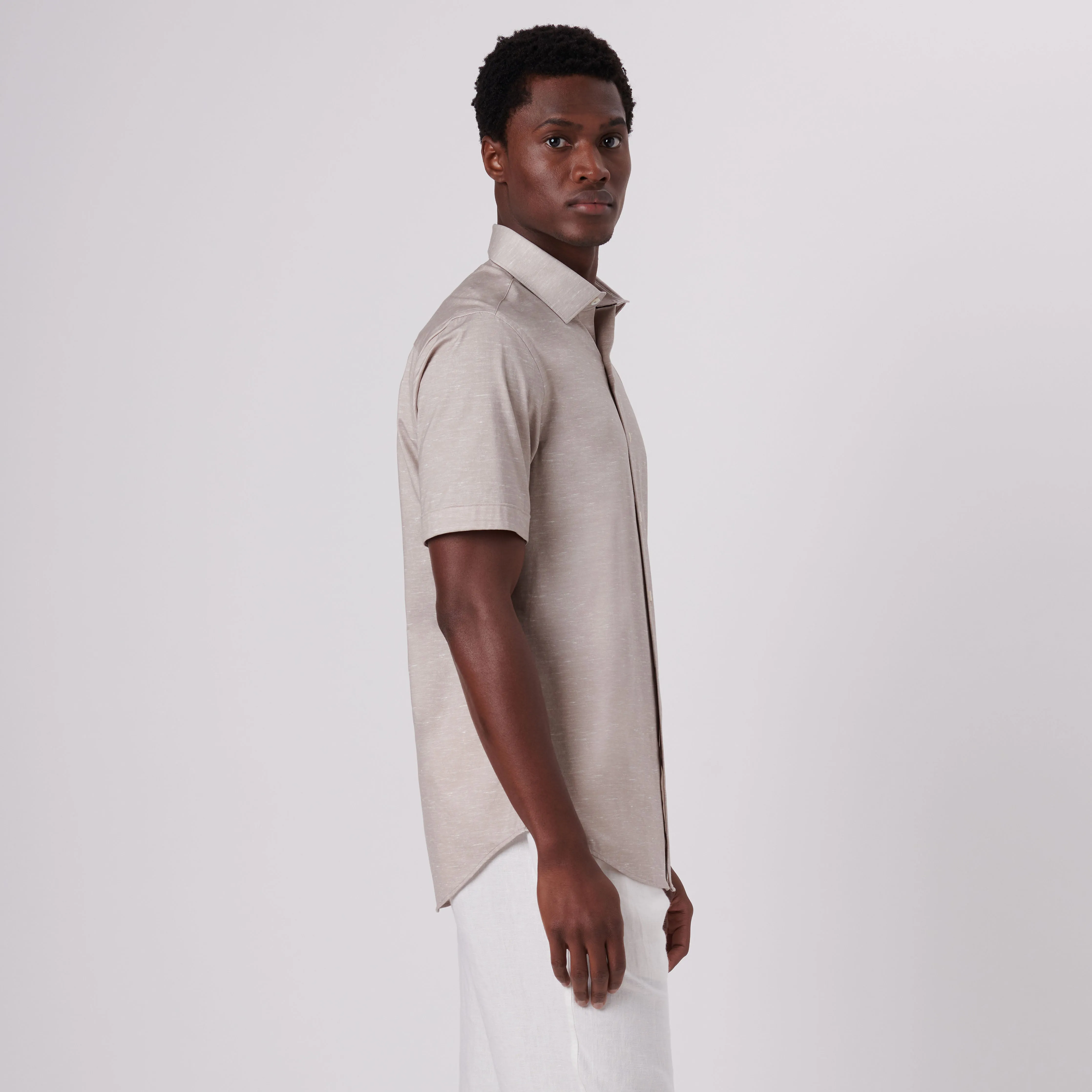 Miles Heather Print OoohCotton Short Sleeve Shirt sold by Bugatchi product image thumbnail 3