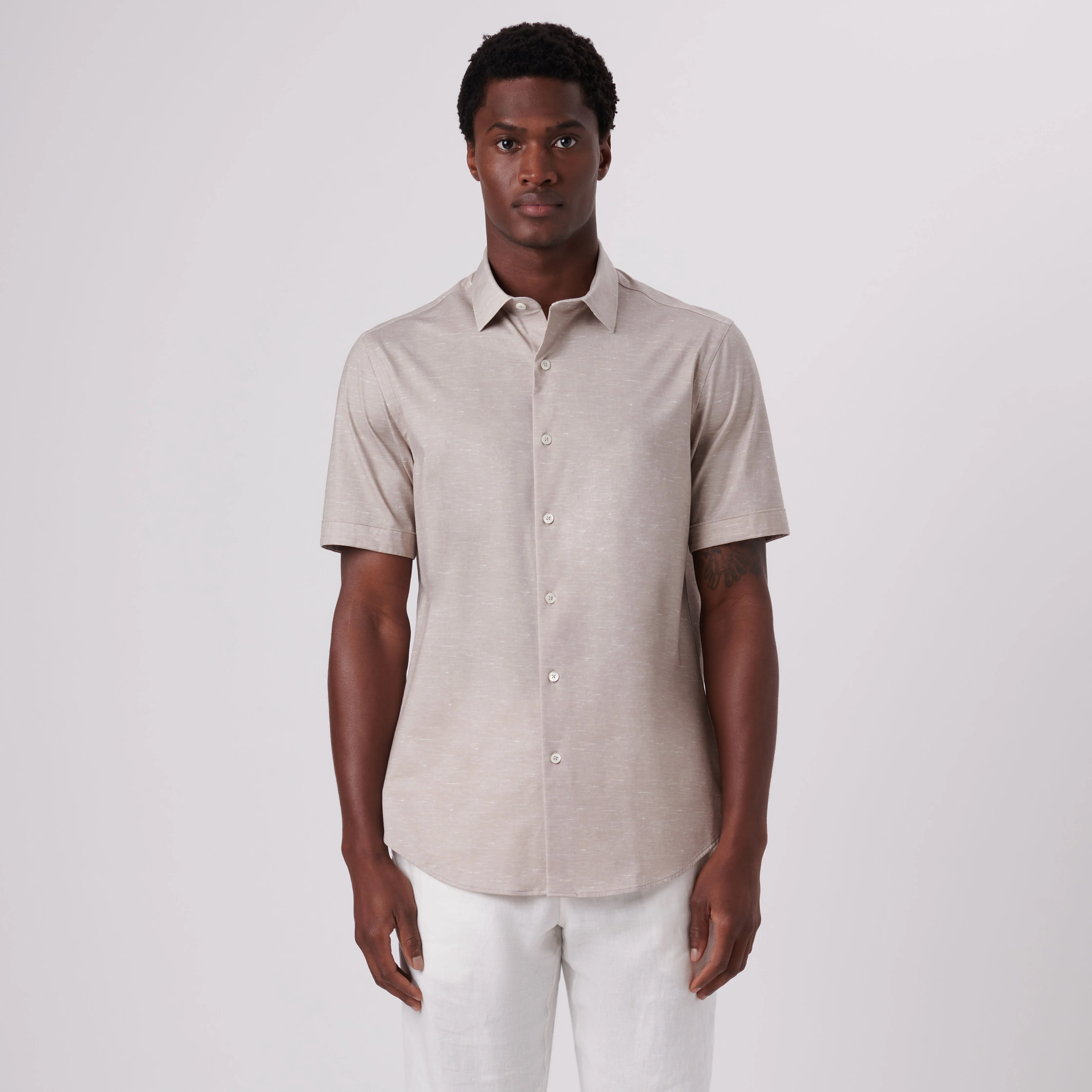 Miles Heather Print OoohCotton Short Sleeve Shirt sold by Bugatchi product image thumbnail 2