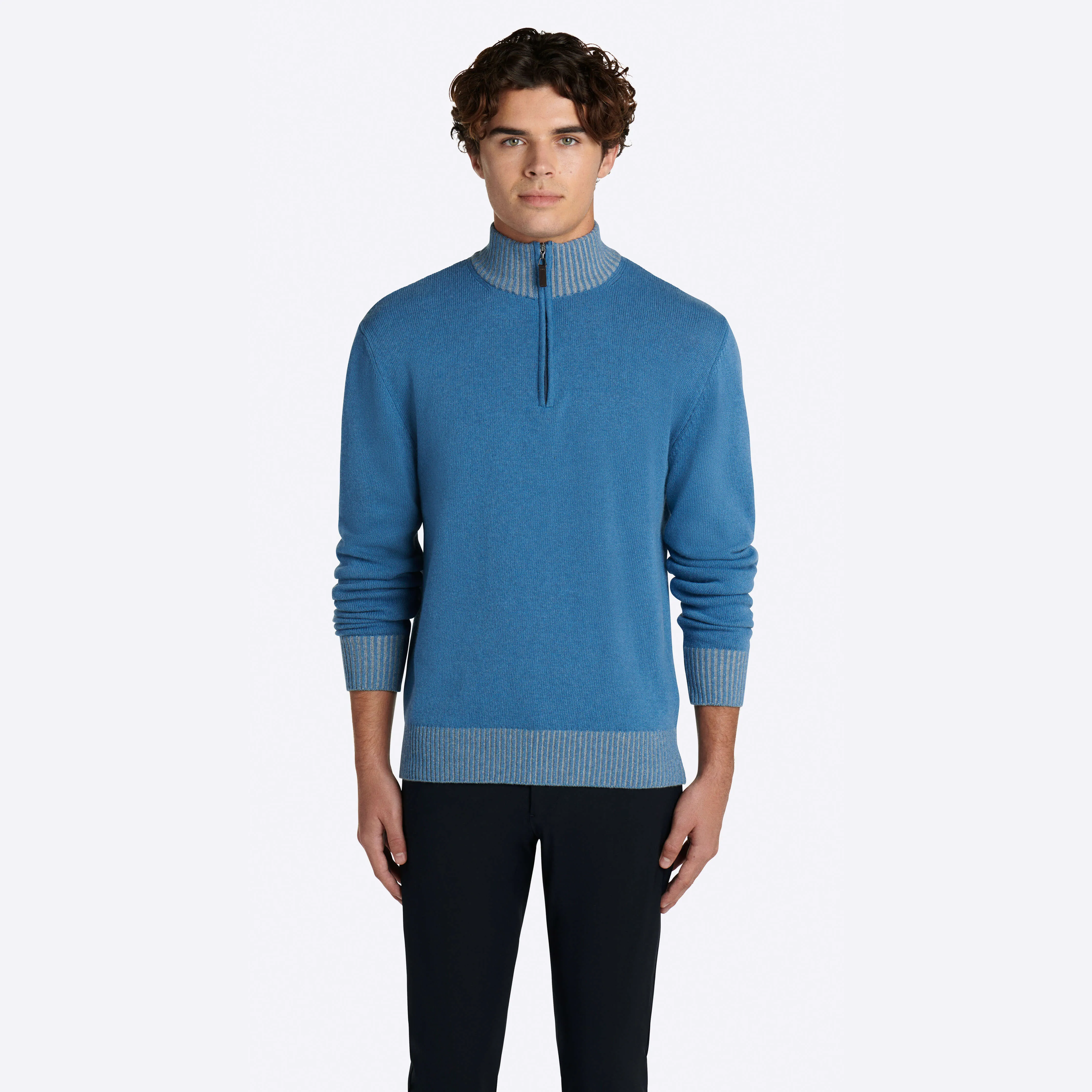 Solid Quarter Zip Mock Neck Sweater sold by Bugatchi product image thumbnail 2