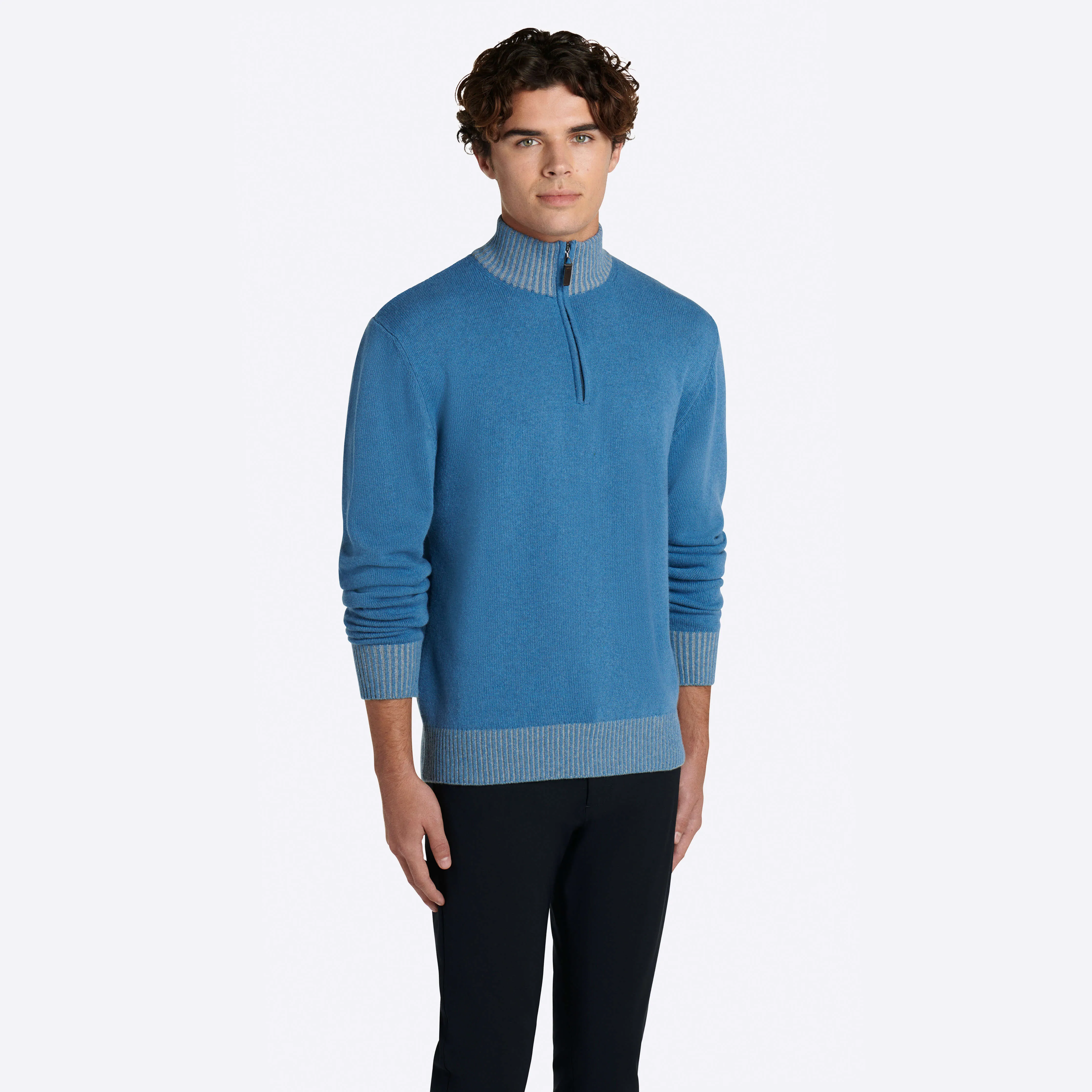 Solid Quarter Zip Mock Neck Sweater sold by Bugatchi product image thumbnail 3