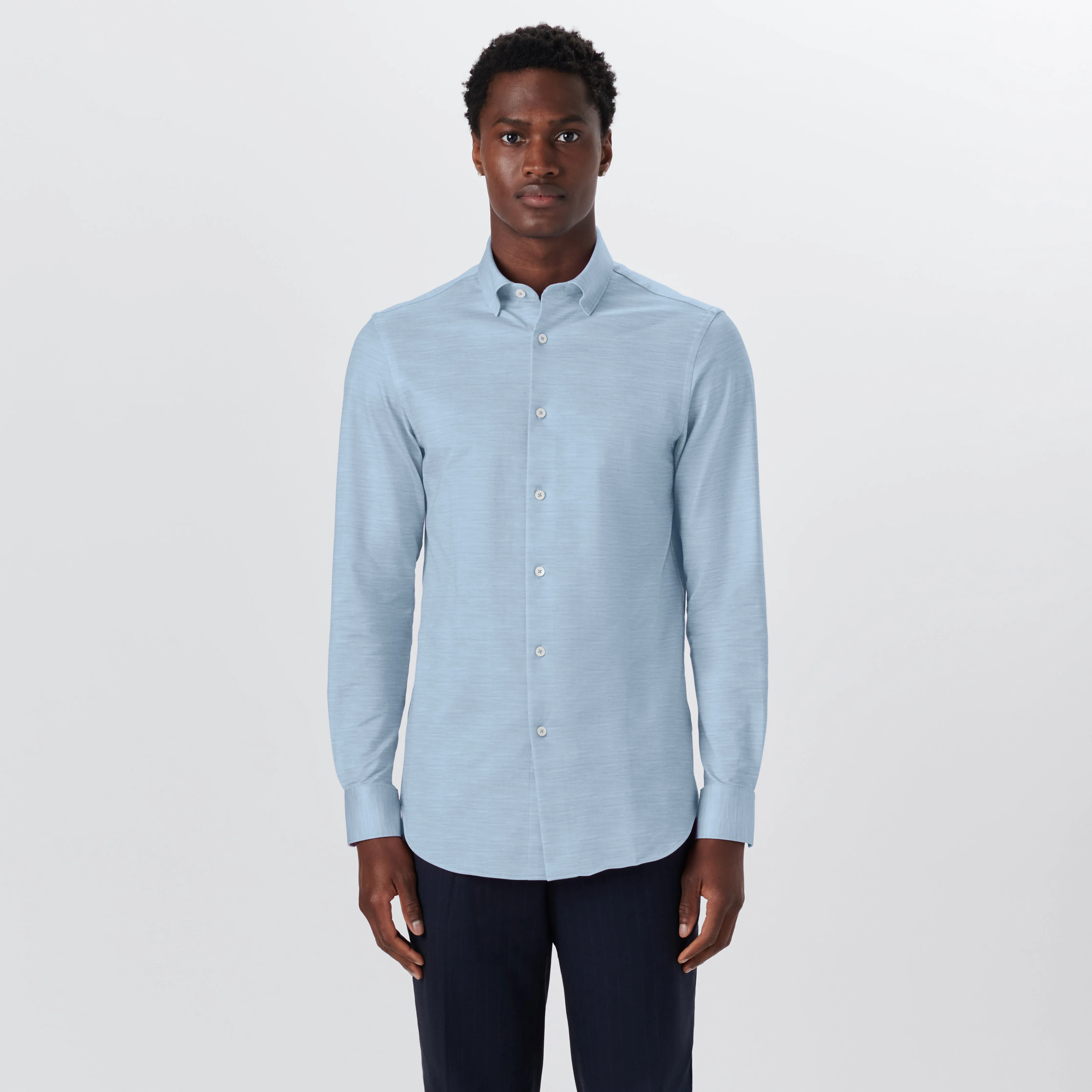 JAMES Striated OoohCotton Twill Shirt sold by Bugatchi product image thumbnail 2