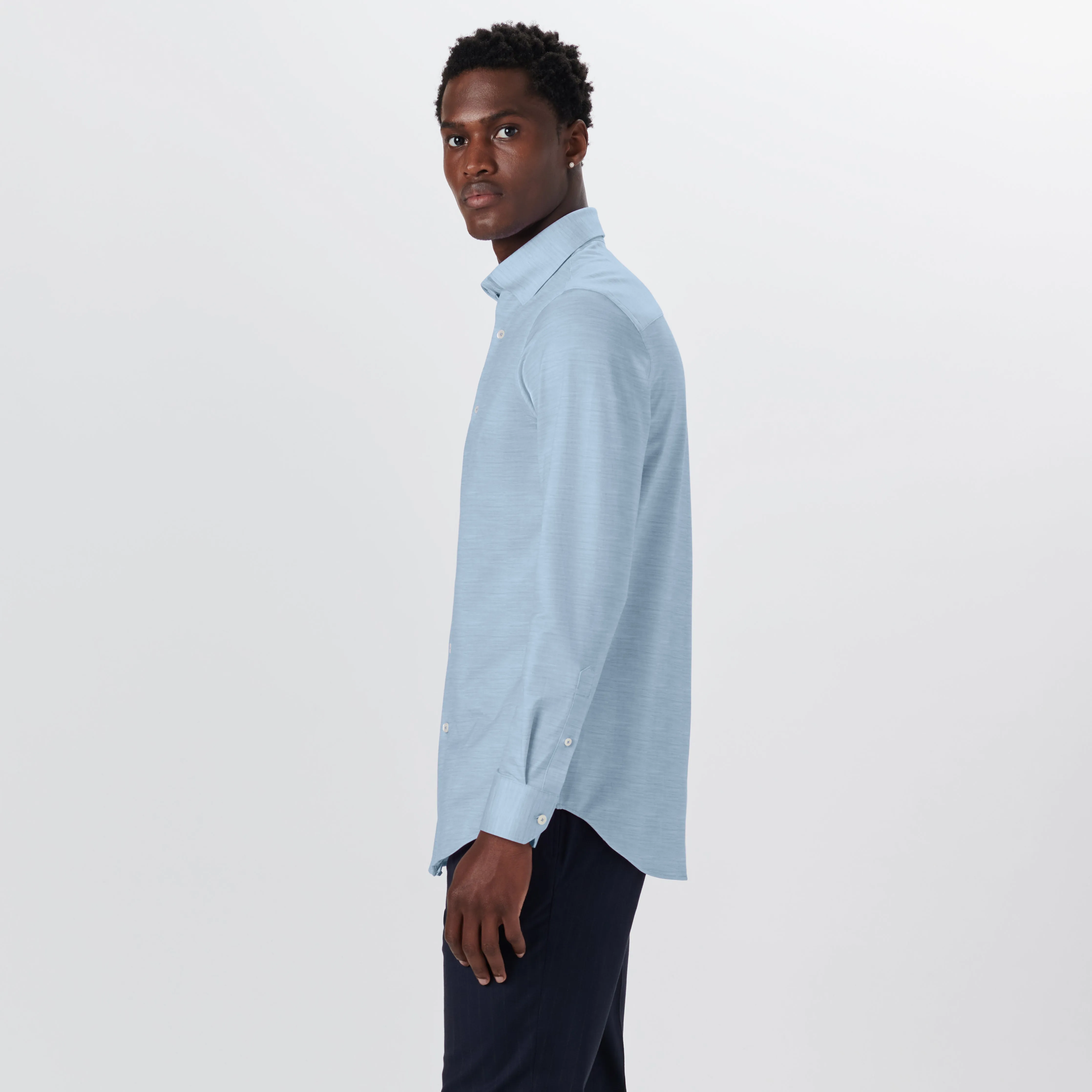 JAMES Striated OoohCotton Twill Shirt sold by Bugatchi product image thumbnail 3