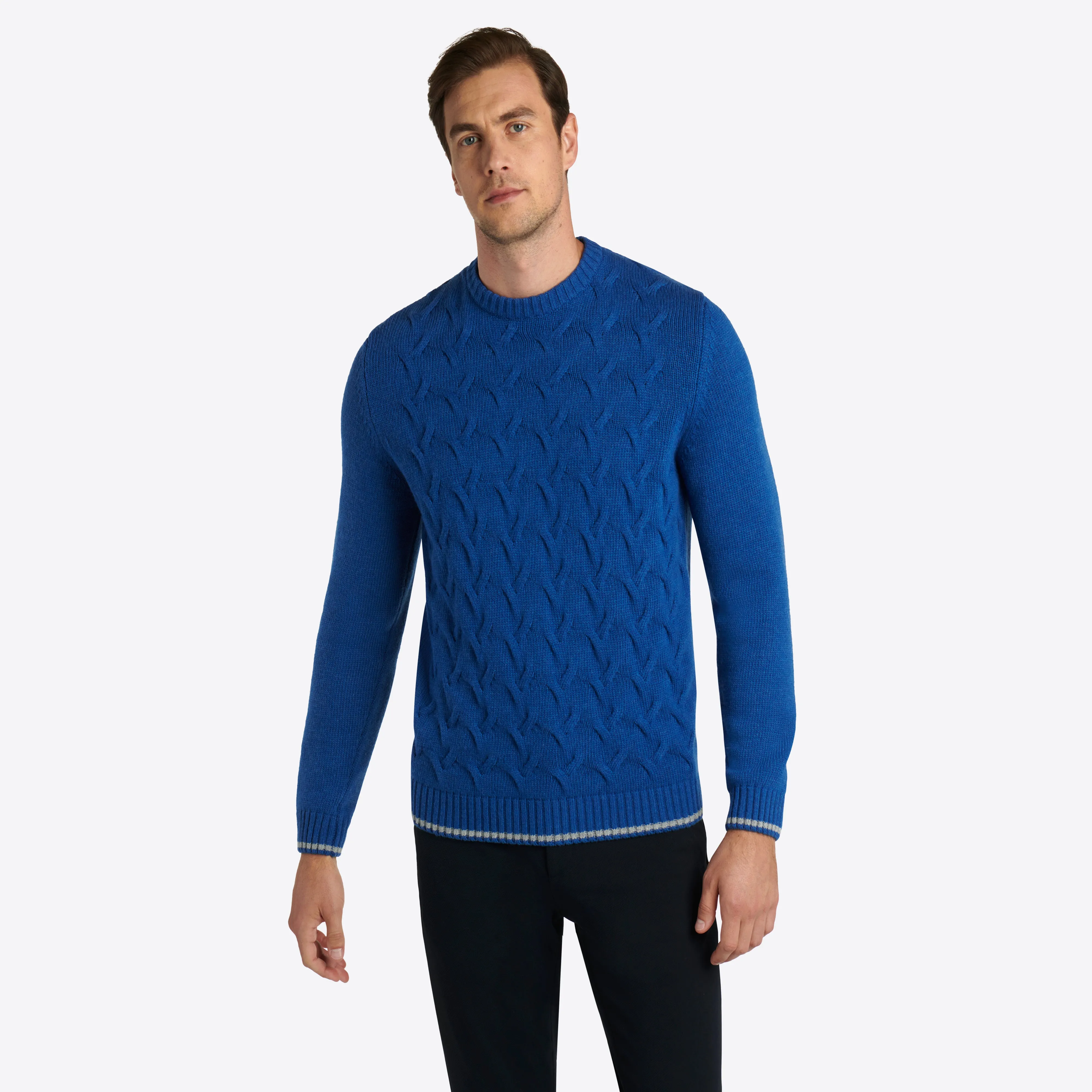 Cable Knit Crew Neck Sweater sold by Bugatchi product image thumbnail 5