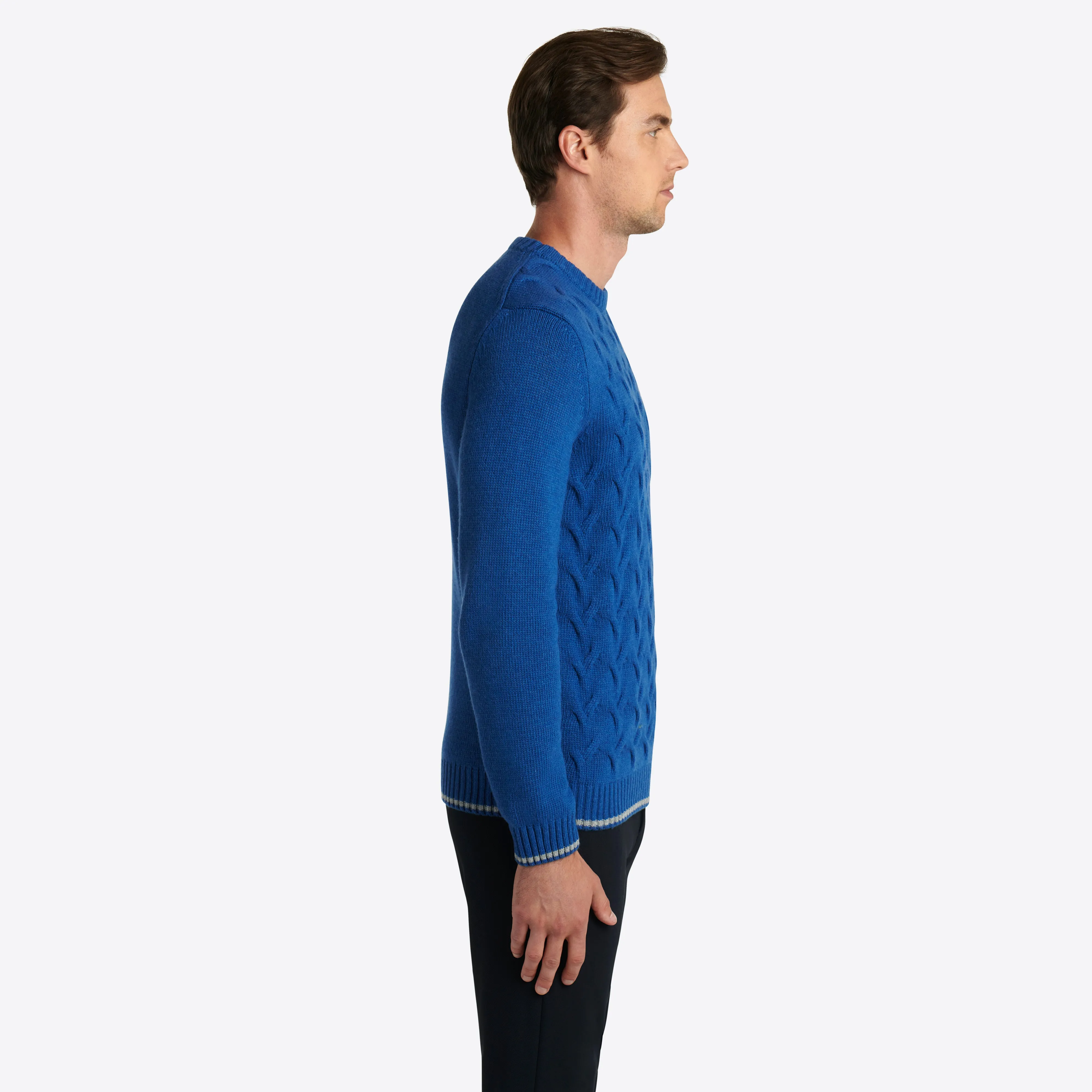 Cable Knit Crew Neck Sweater sold by Bugatchi product image thumbnail 3